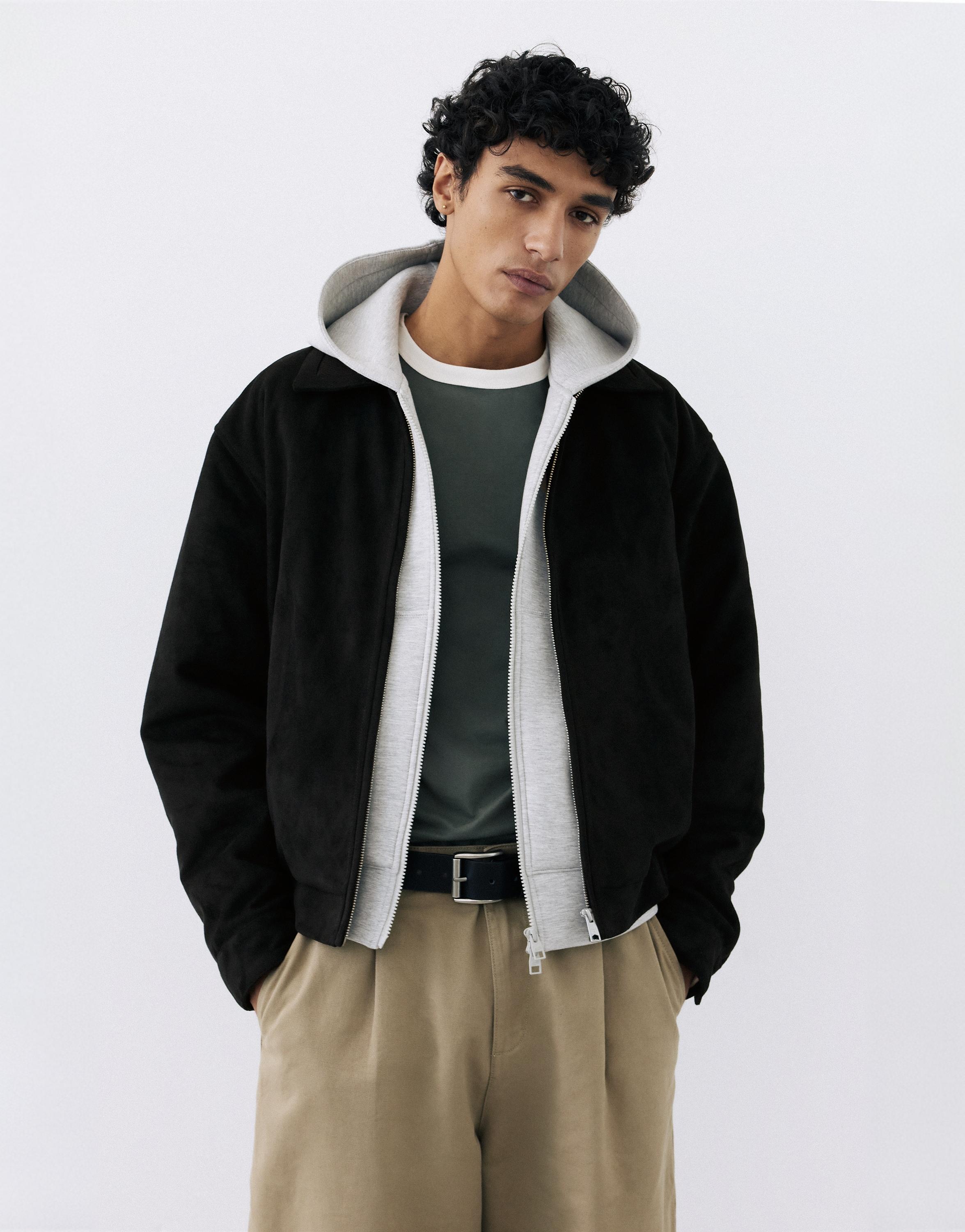Faux suede jacket — Black