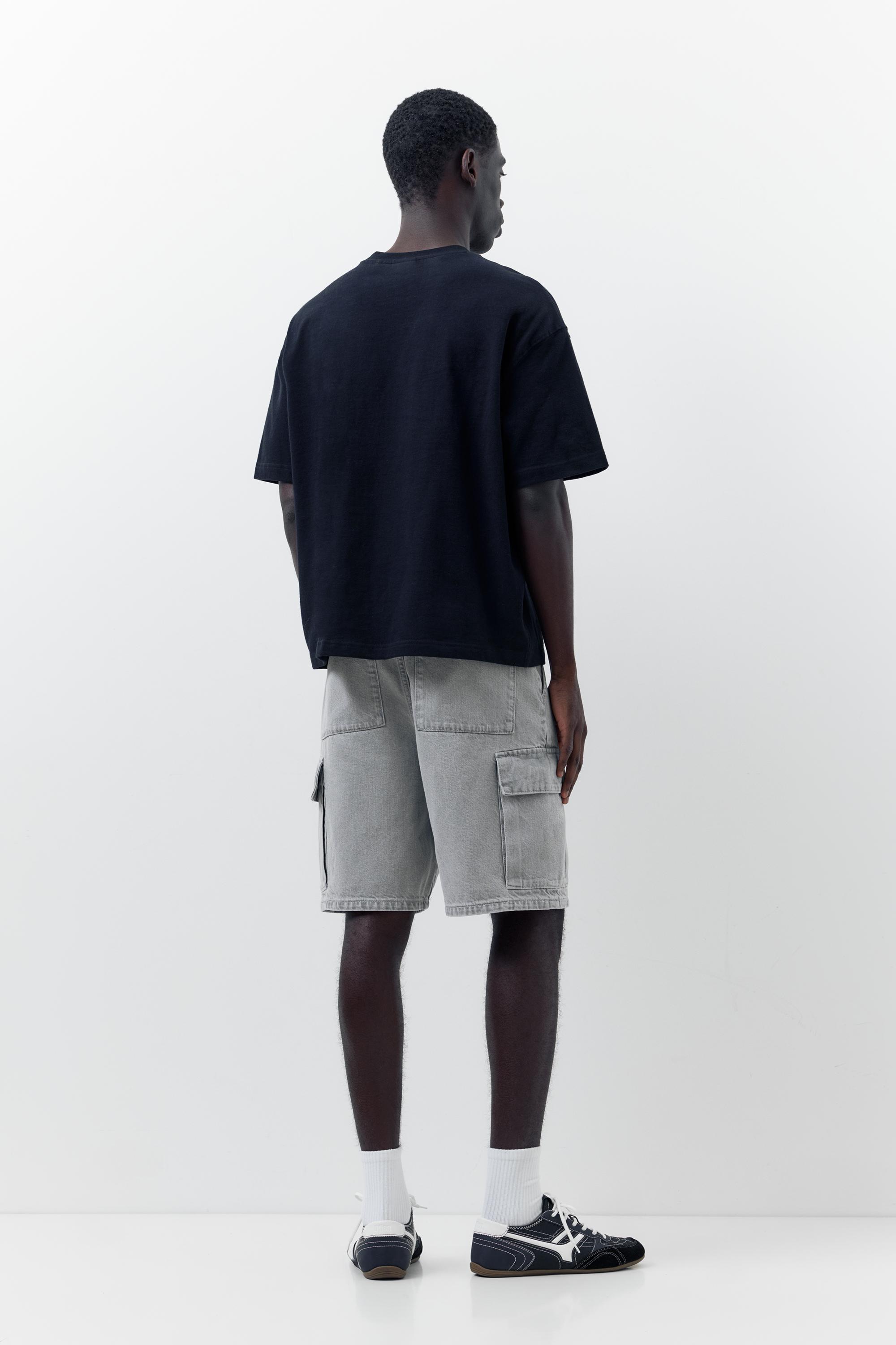 Baggy cargo Bermuda shorts — Pale grey