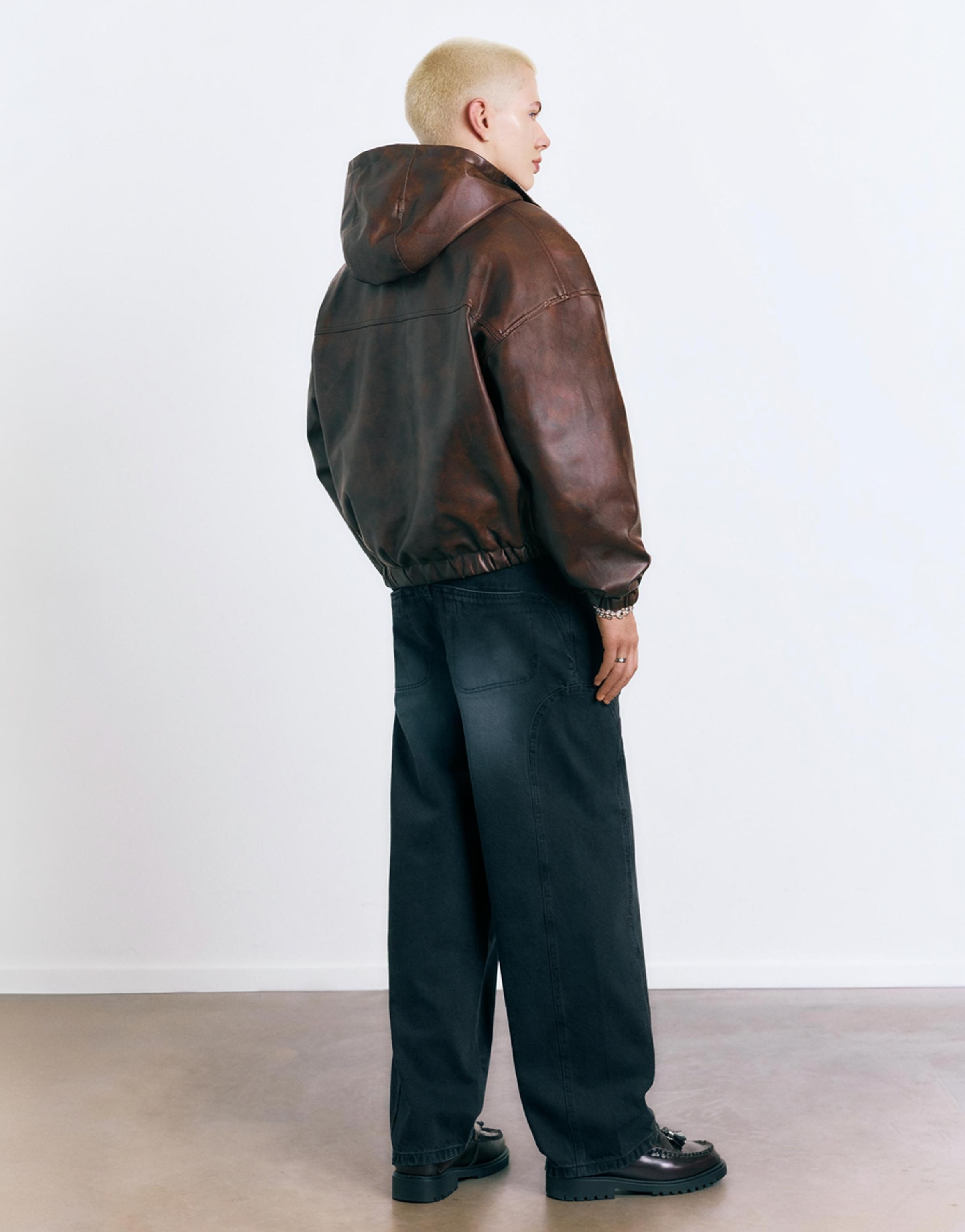 Eskitme suni deri ceket - Görsel 17