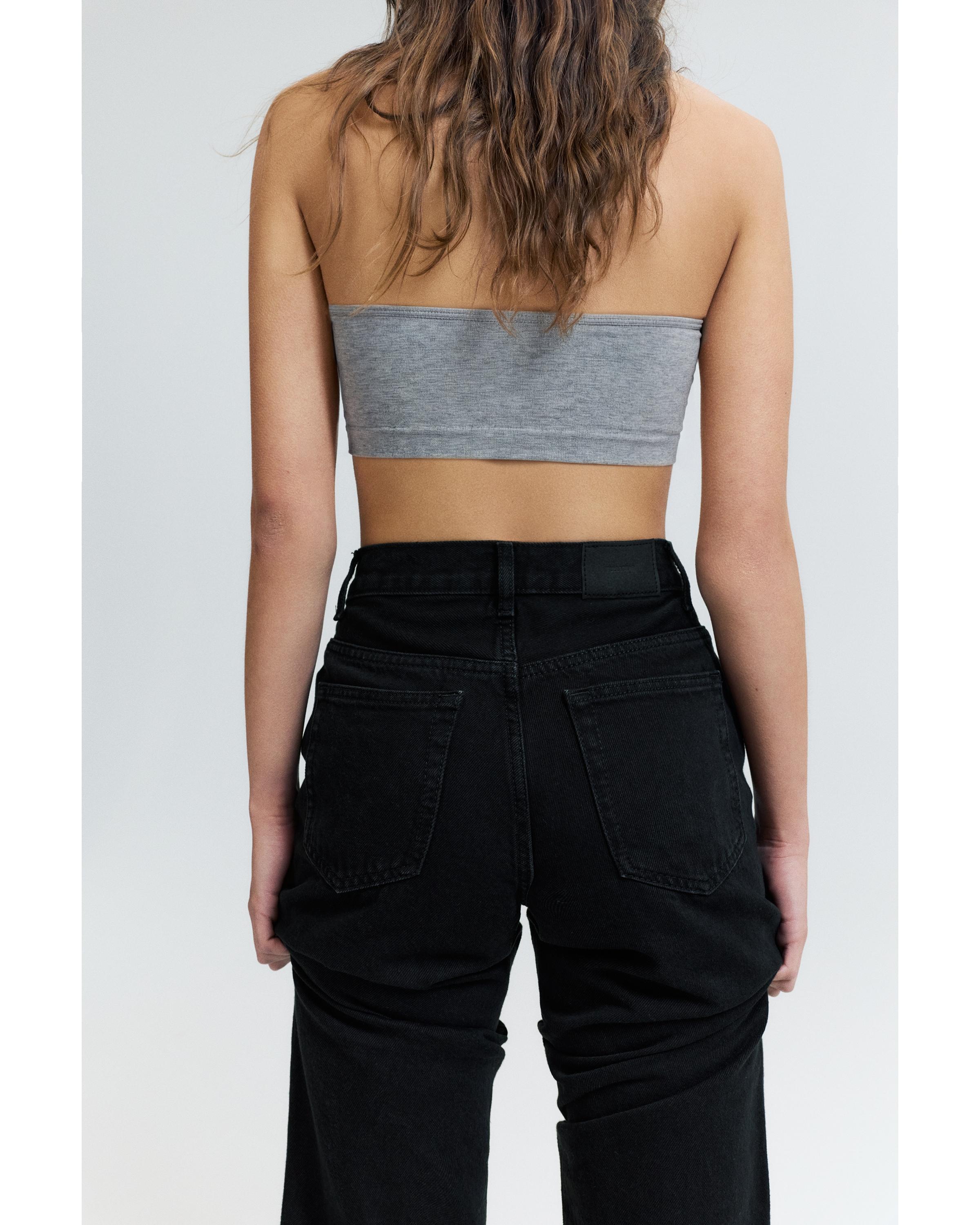 Straight-leg jeans with crossover waistband — Black