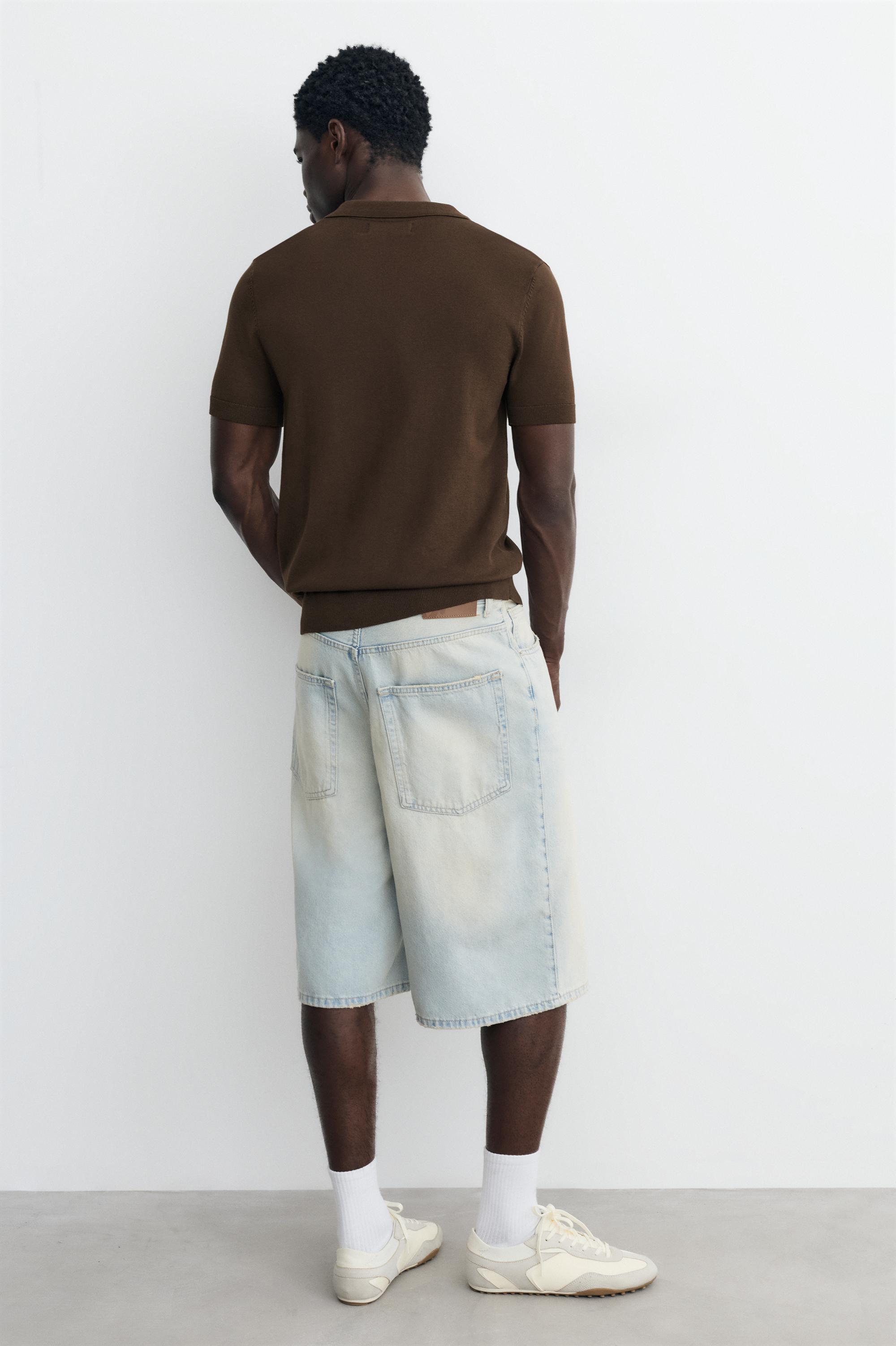 Short sleeve knit polo shirt — Chocolate