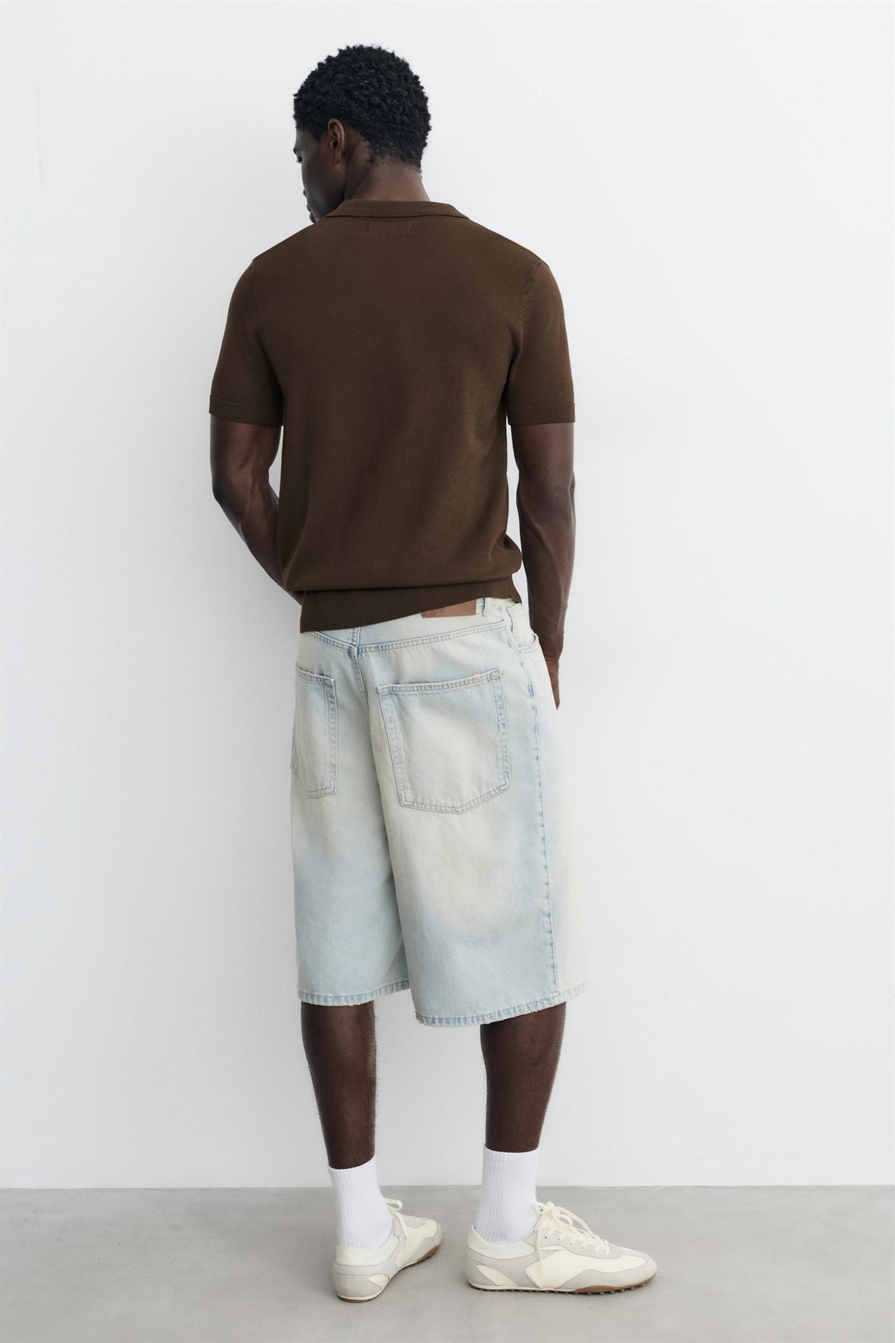 Short sleeve knit polo shirt — Chocolate