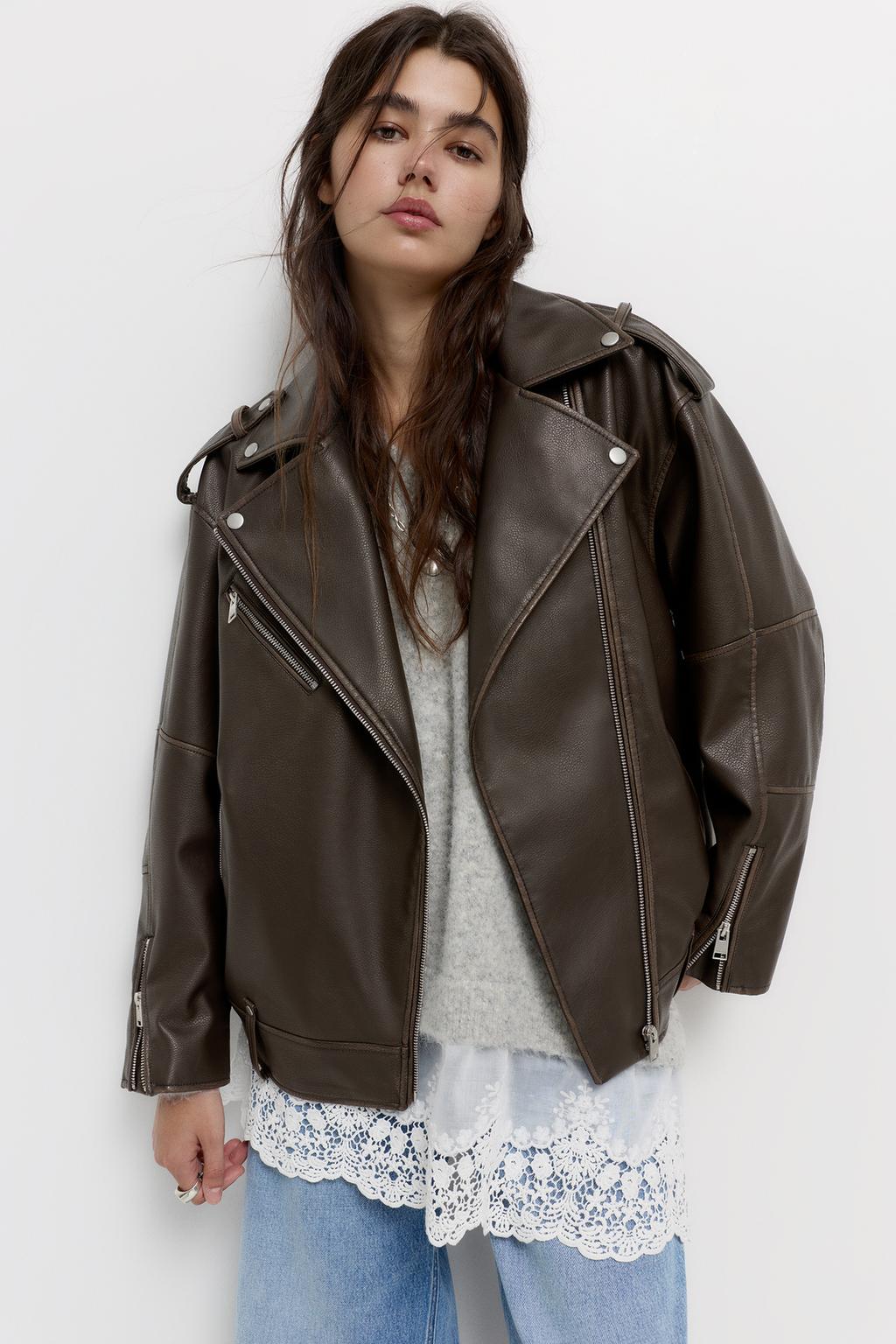 Veste style motard similicuir pull&bear