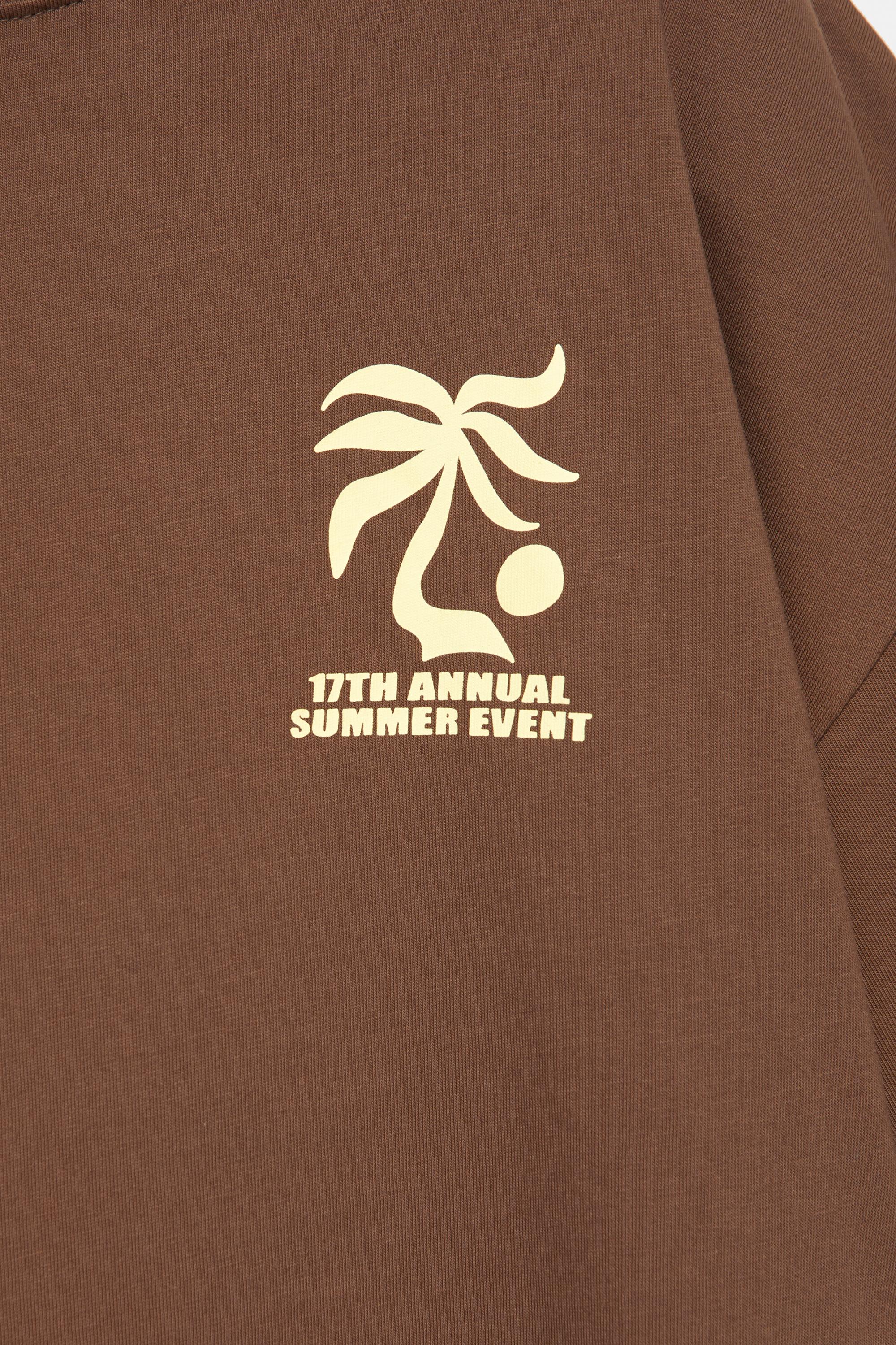 Brown palm tree graphic T-shirt — Brown