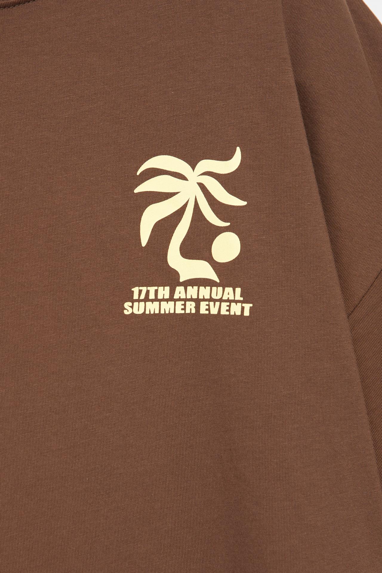 Brown palm tree graphic T-shirt — Brown