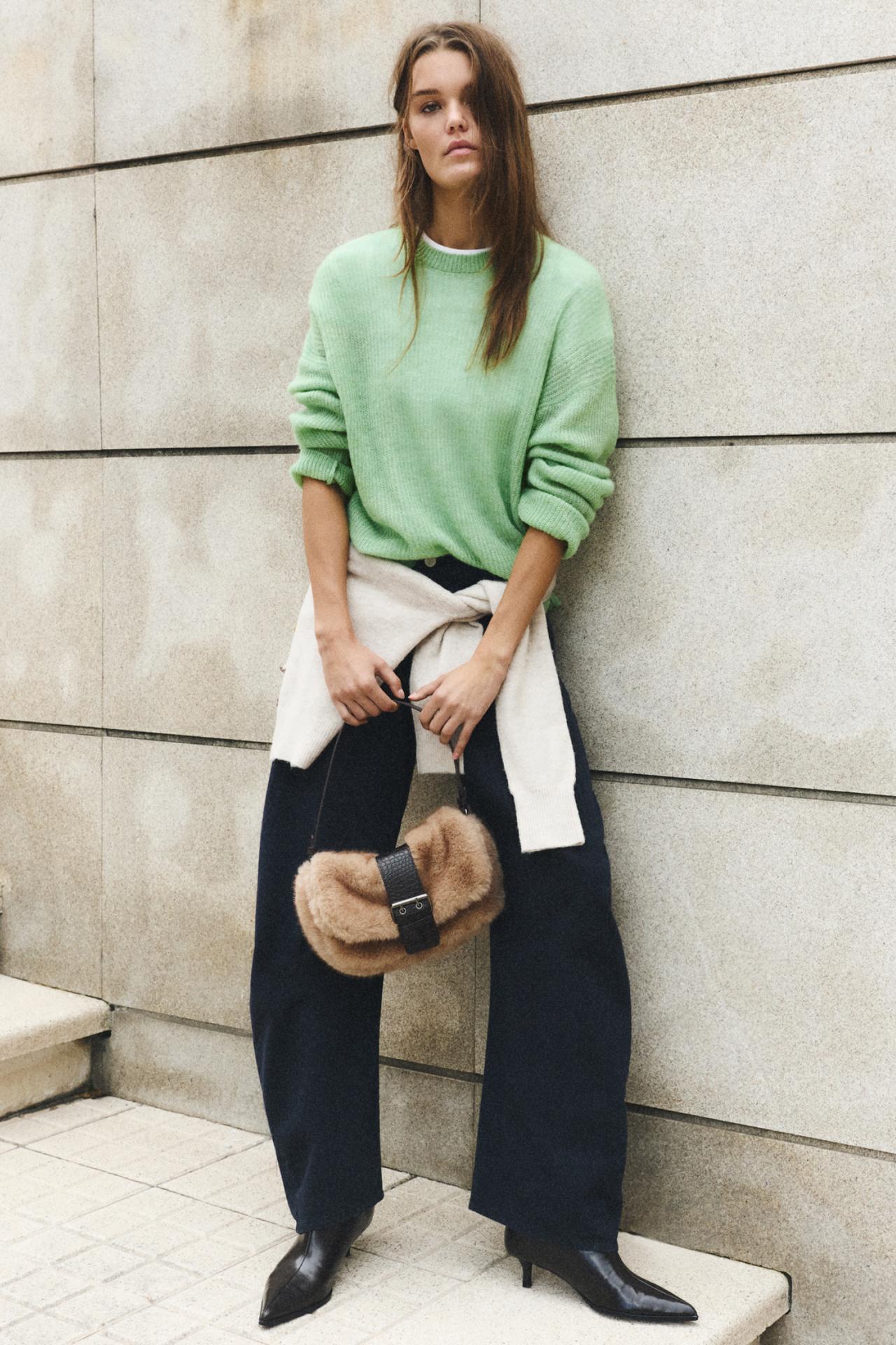 Jumper relaxed fit round neck — Mint