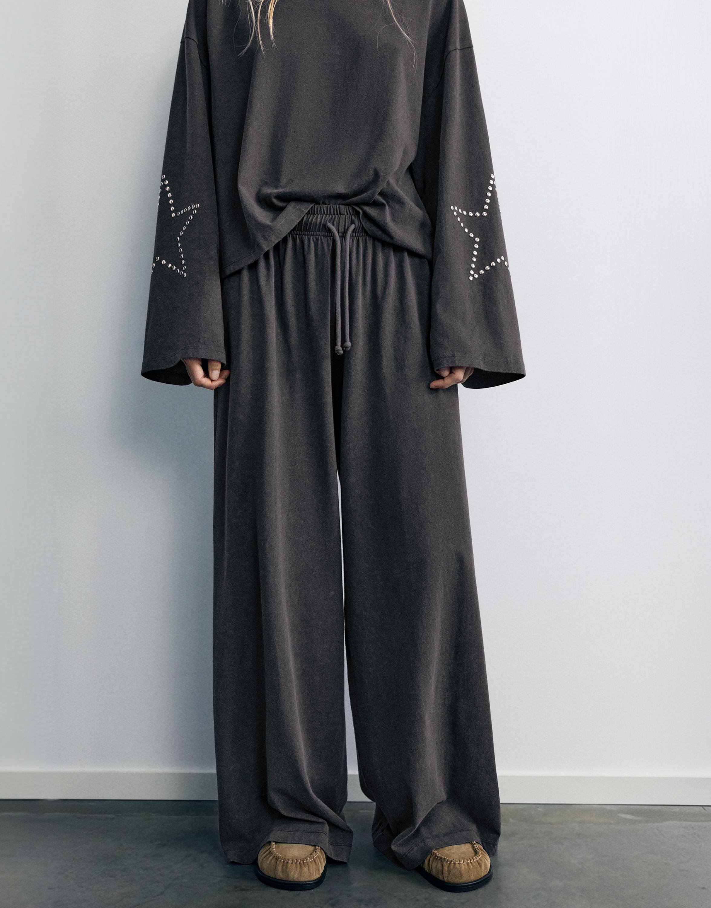 Wide-leg star trousers — Grey