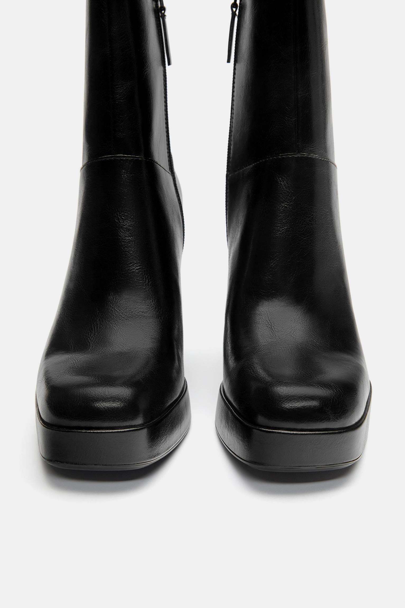 Platform high-heel ankle boots — Black