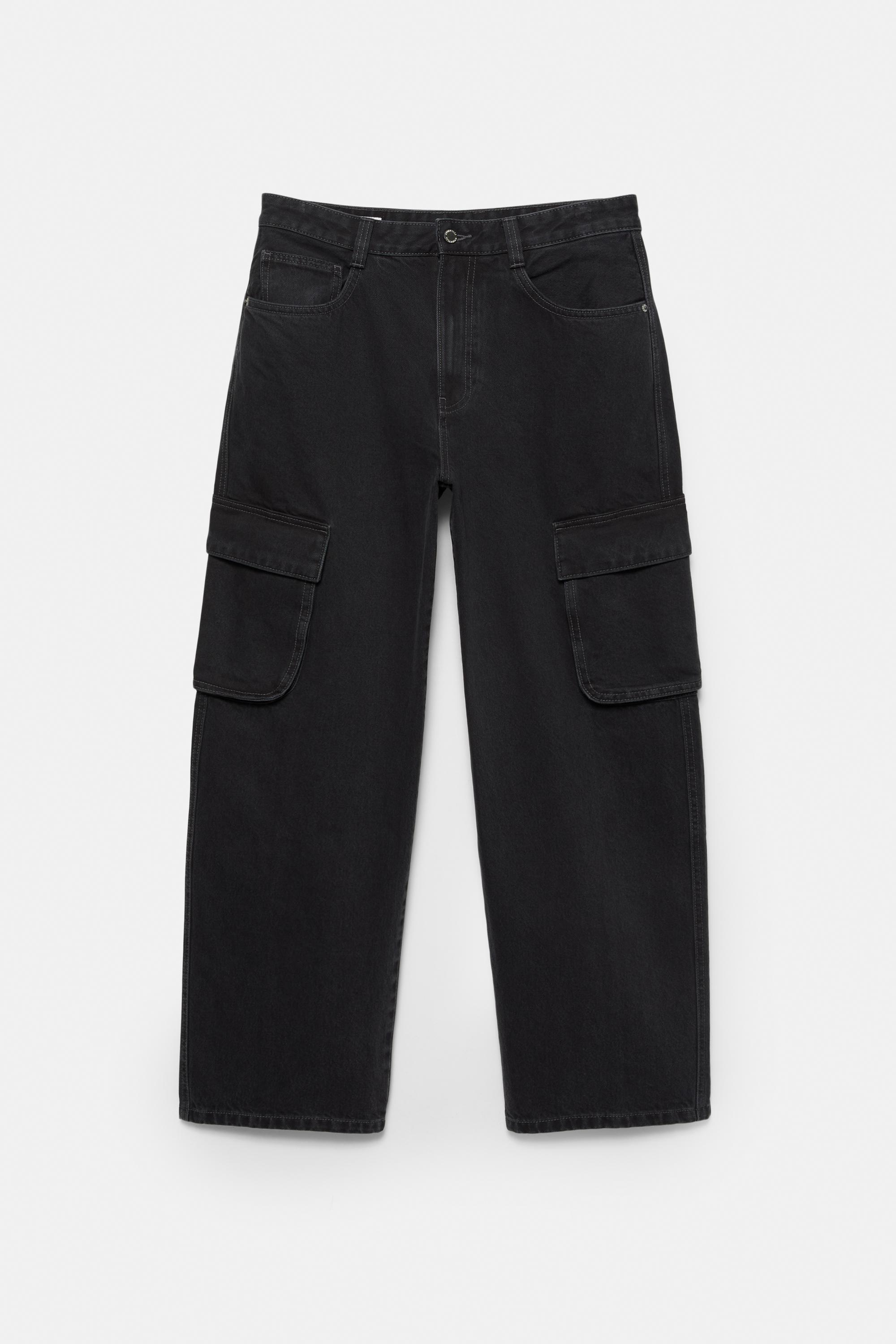 Baggy cargo jeans — Faded black