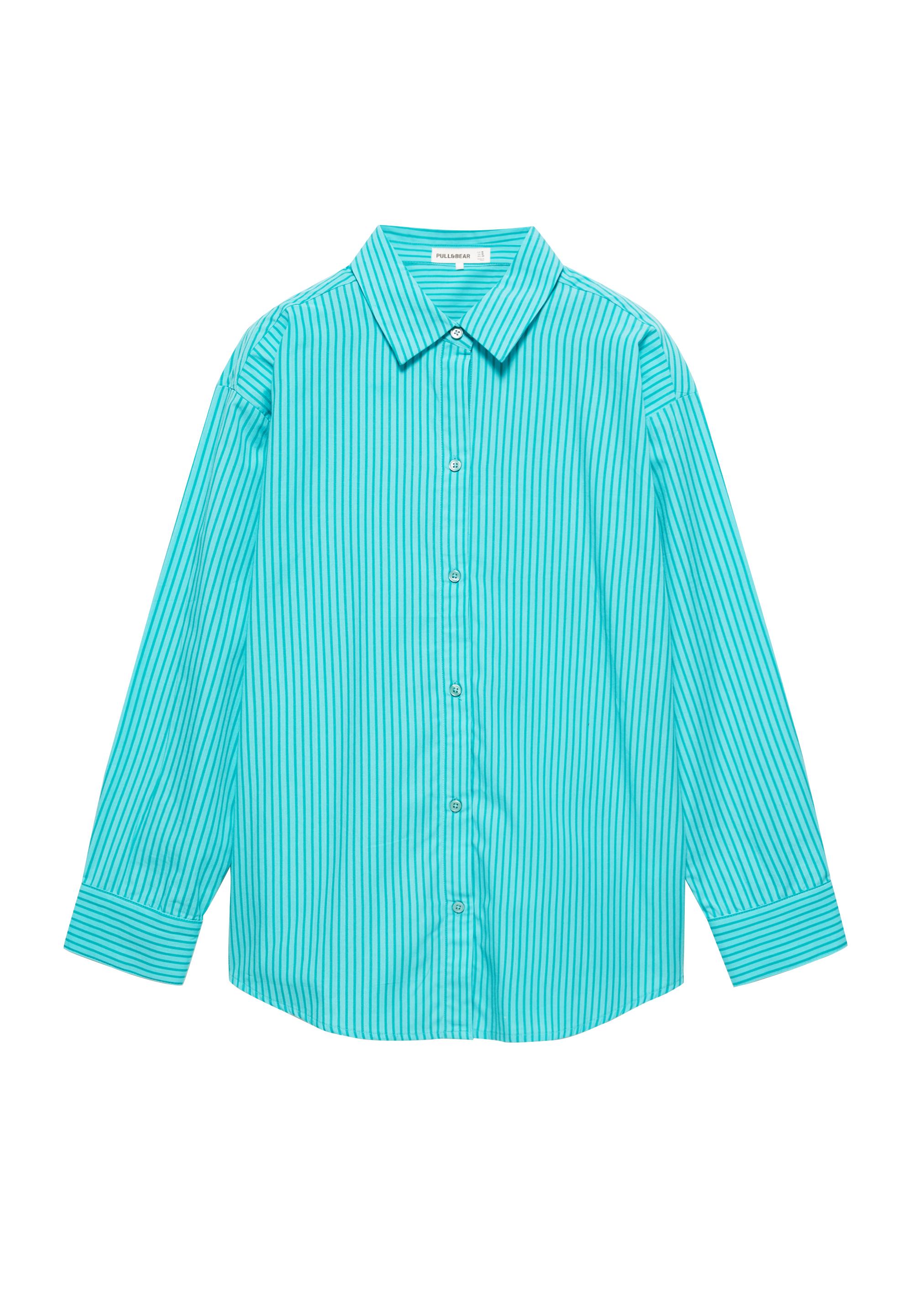 Oversize striped shirt — Turquoise