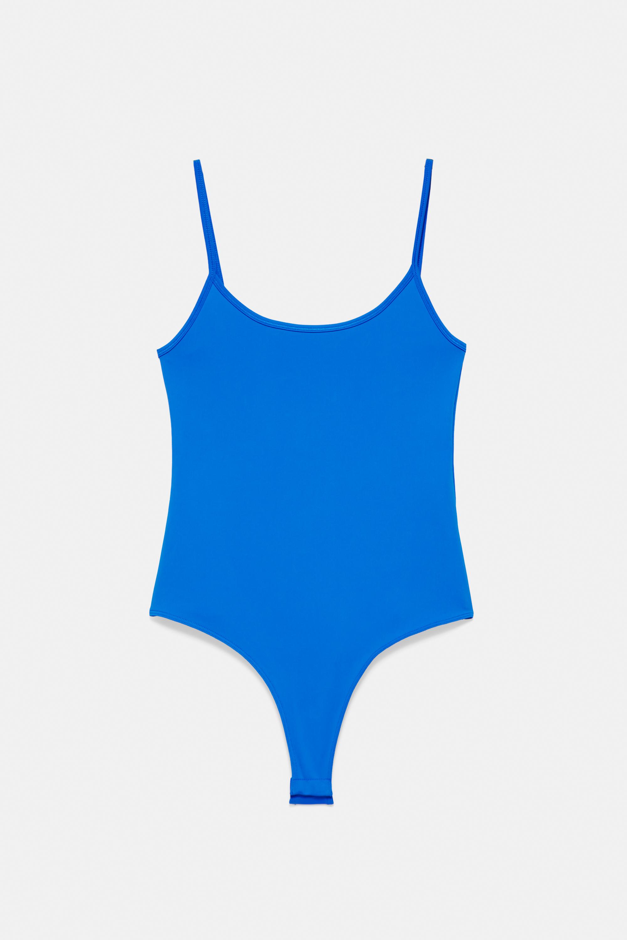 Polyamide bodysuit with thin straps — Deep blue
