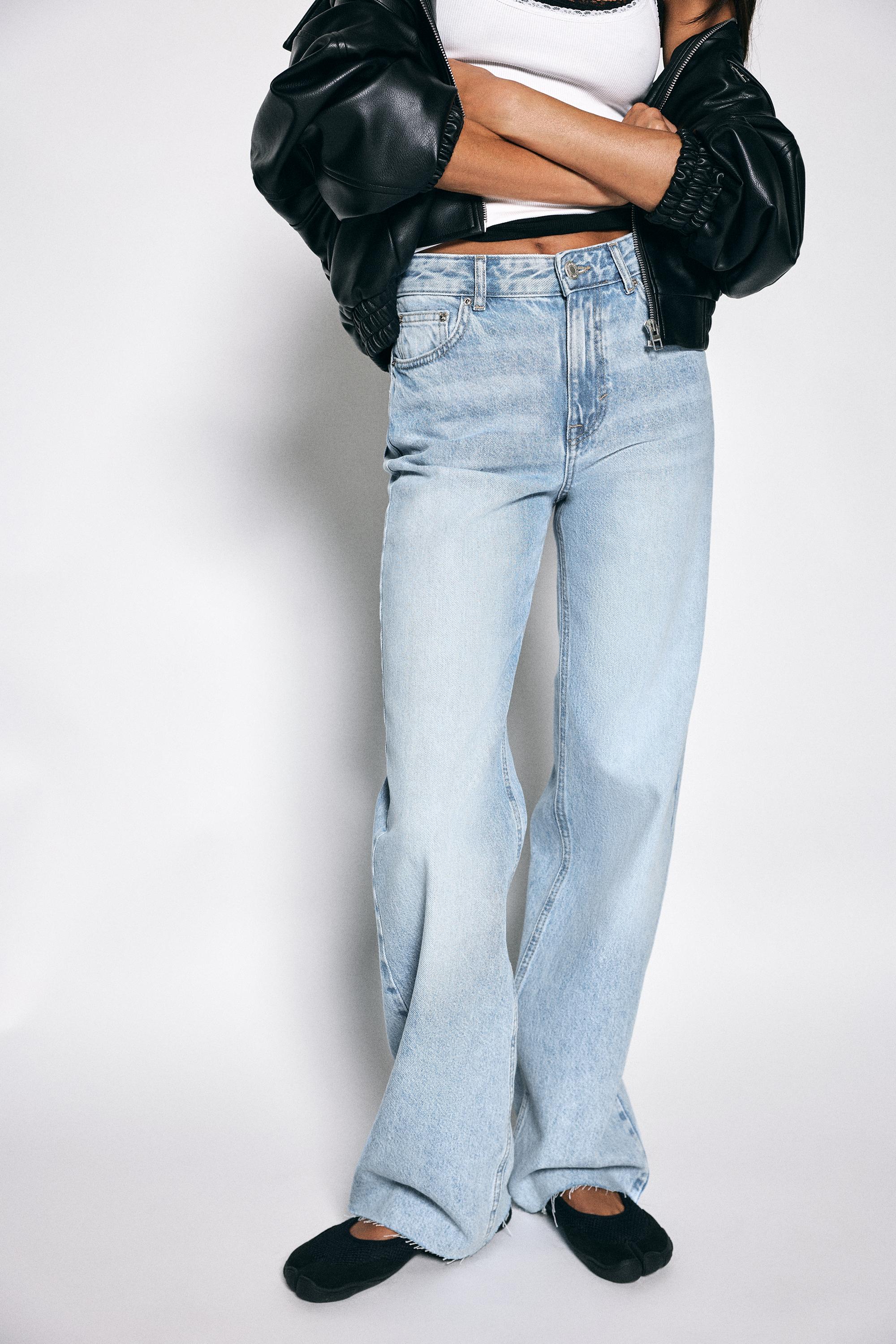 High-waist wide straight-leg jeans — Sky blue