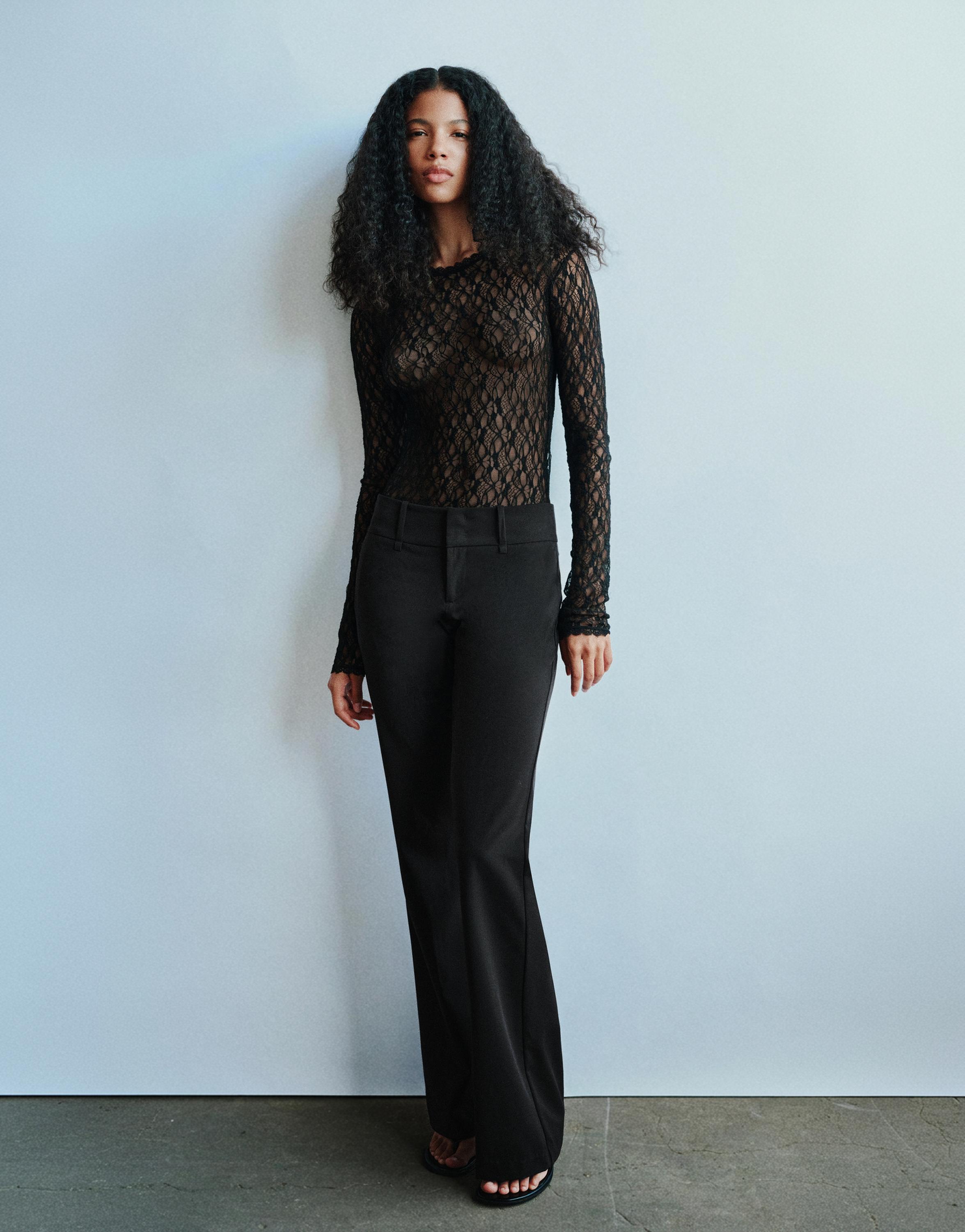 Long sleeve lace bodysuit — Black