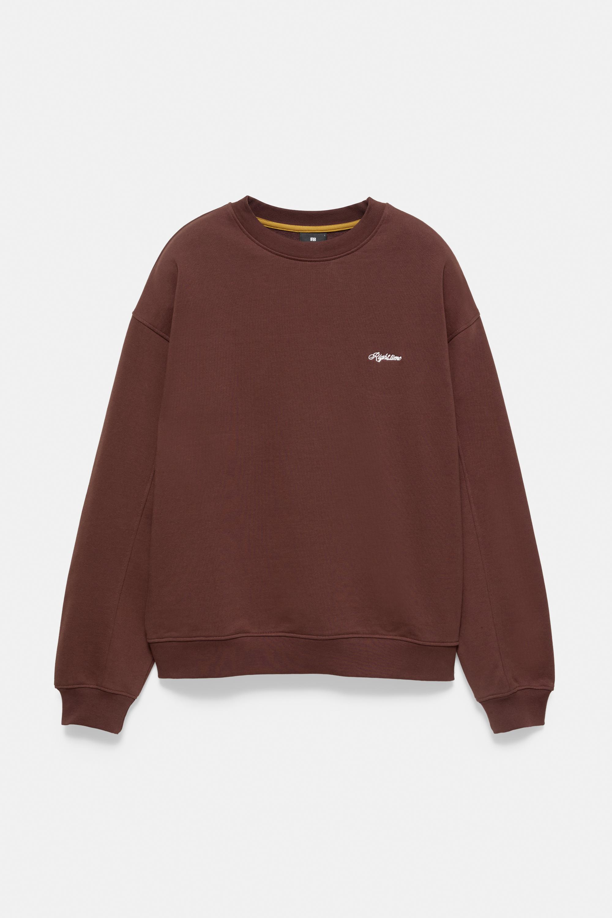 Embroidered round neck sweatshirt — Brown