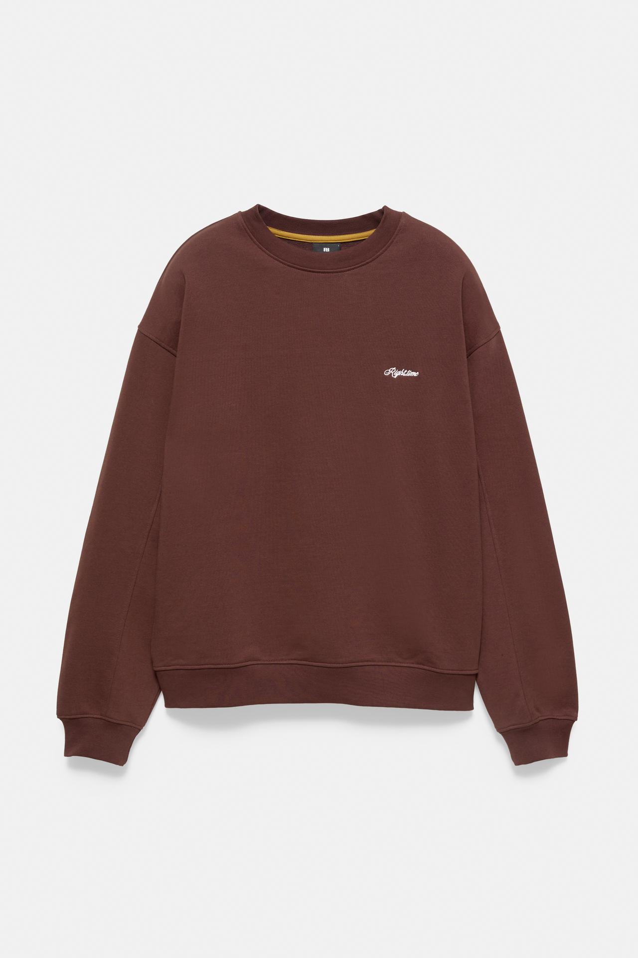 Embroidered round neck sweatshirt — Brown