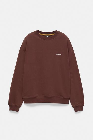 Embroidered round neck sweatshirt — Brown 6