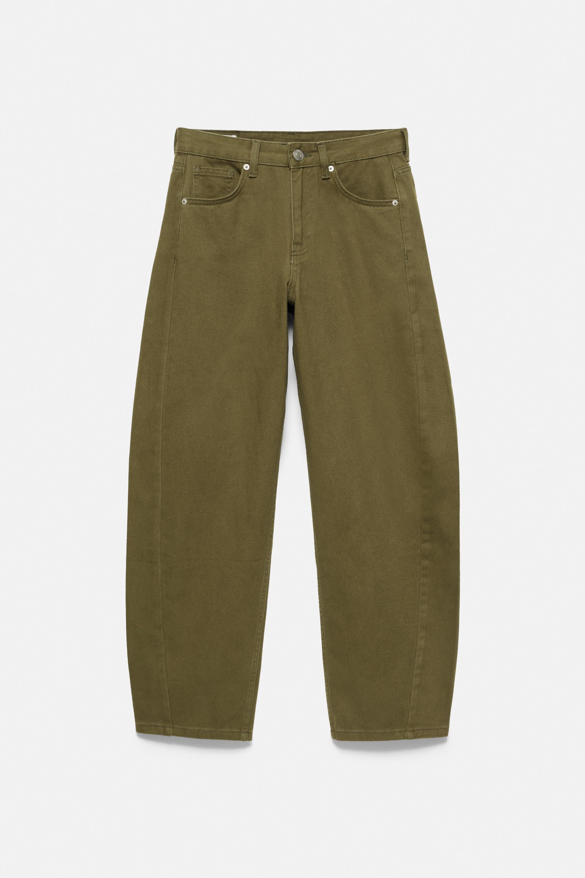 Low-rise barrel jeans — Khaki