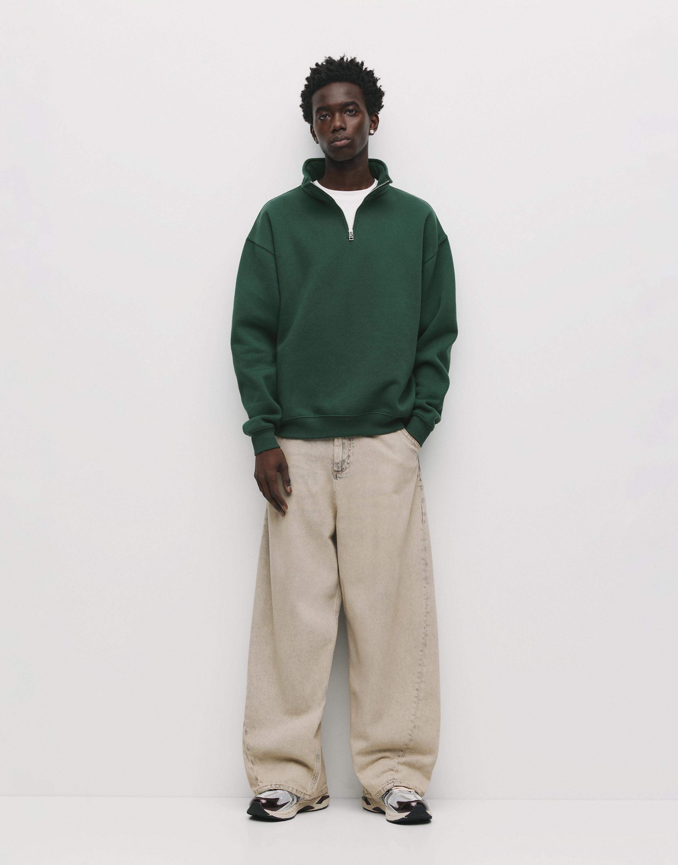 Fermuarlı dik yaka basic sweatshirt - Görsel 40