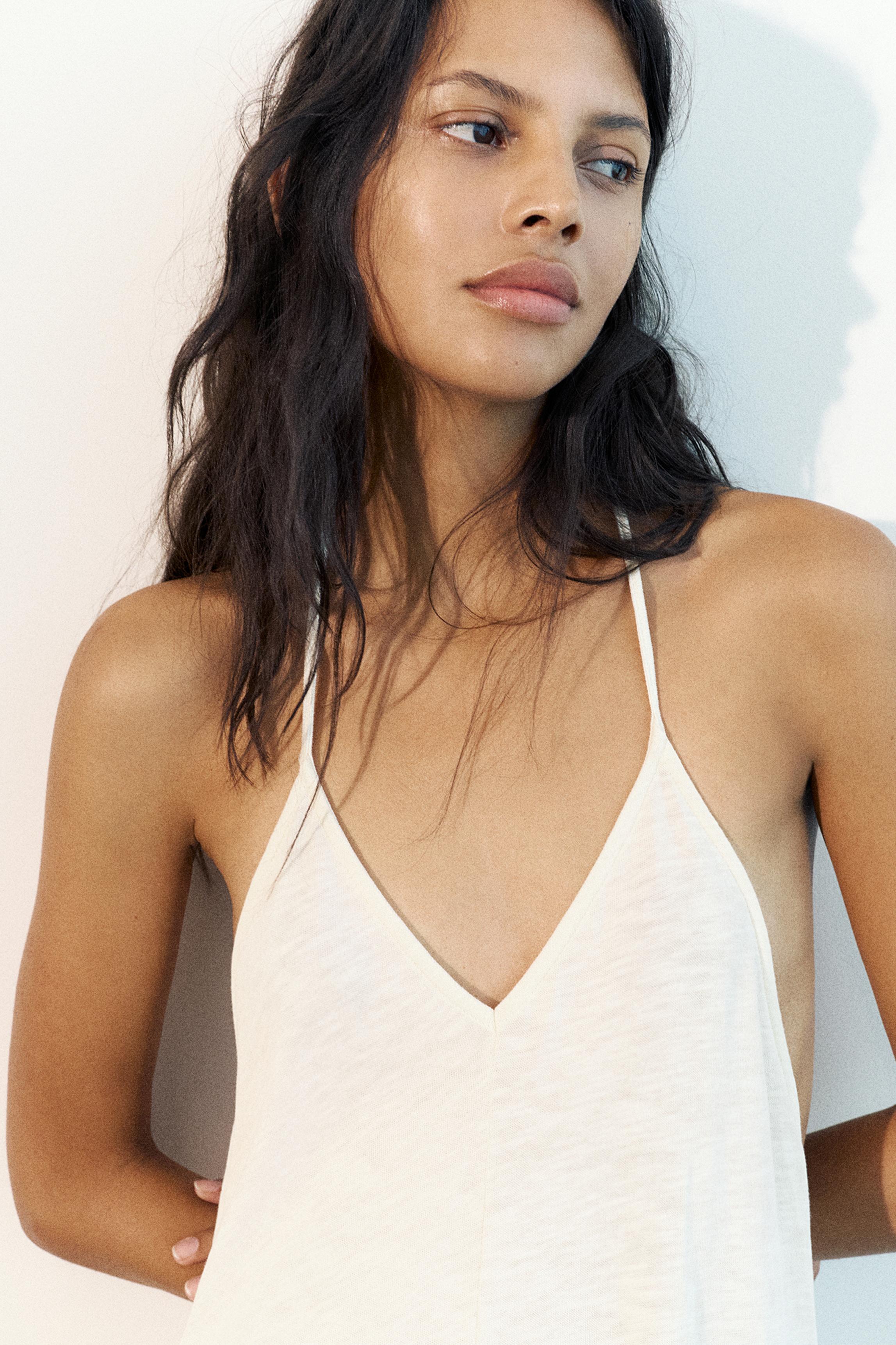 Strappy back midi dress — Ecru