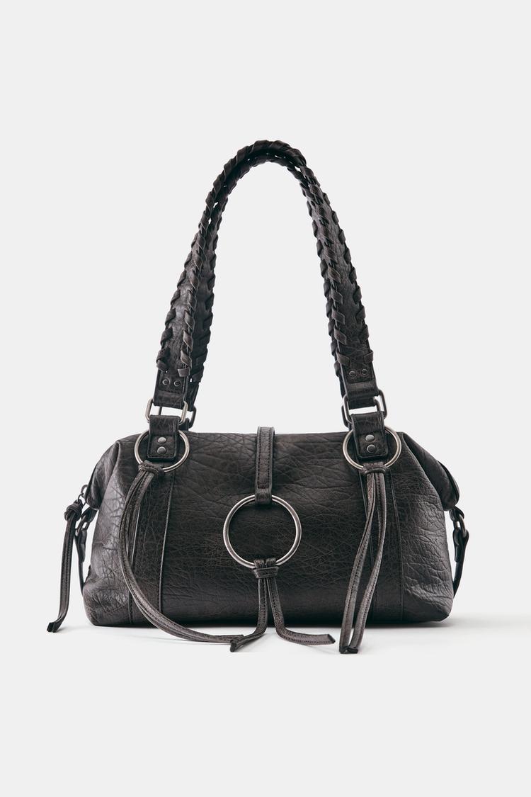 Shoulder bag with rings — Brown