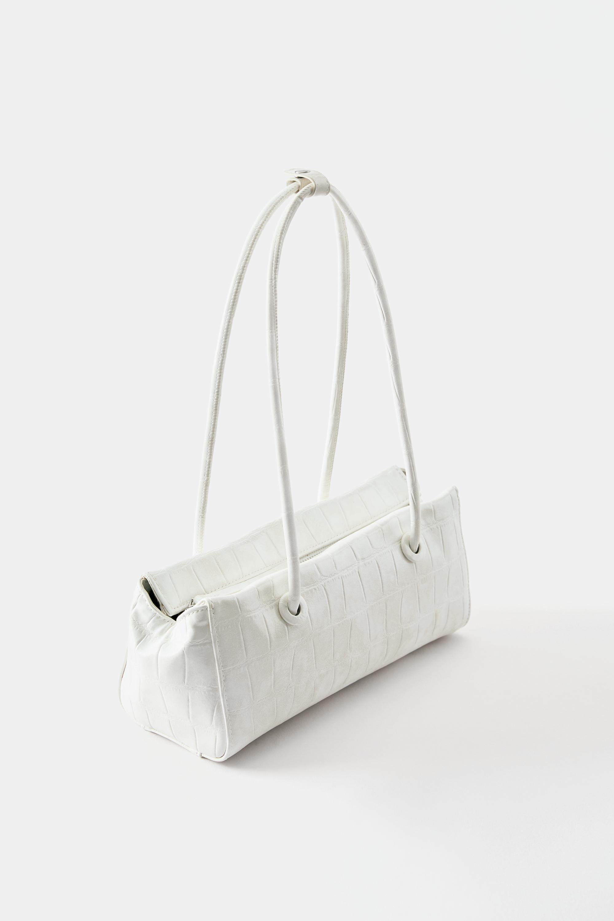 Textured shoulder bag — Ecru