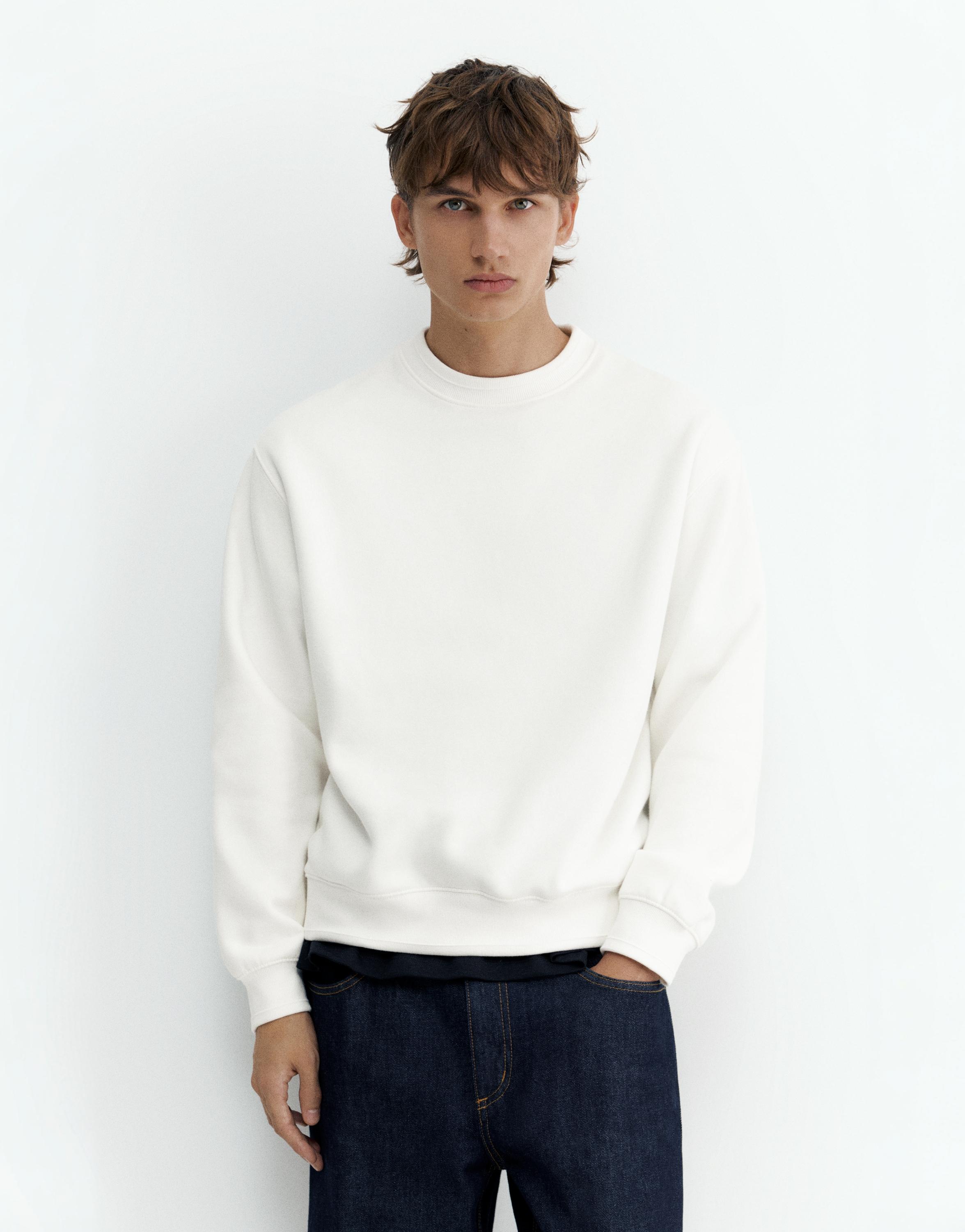 Relaxed fit round neck sweatshirt — Off white