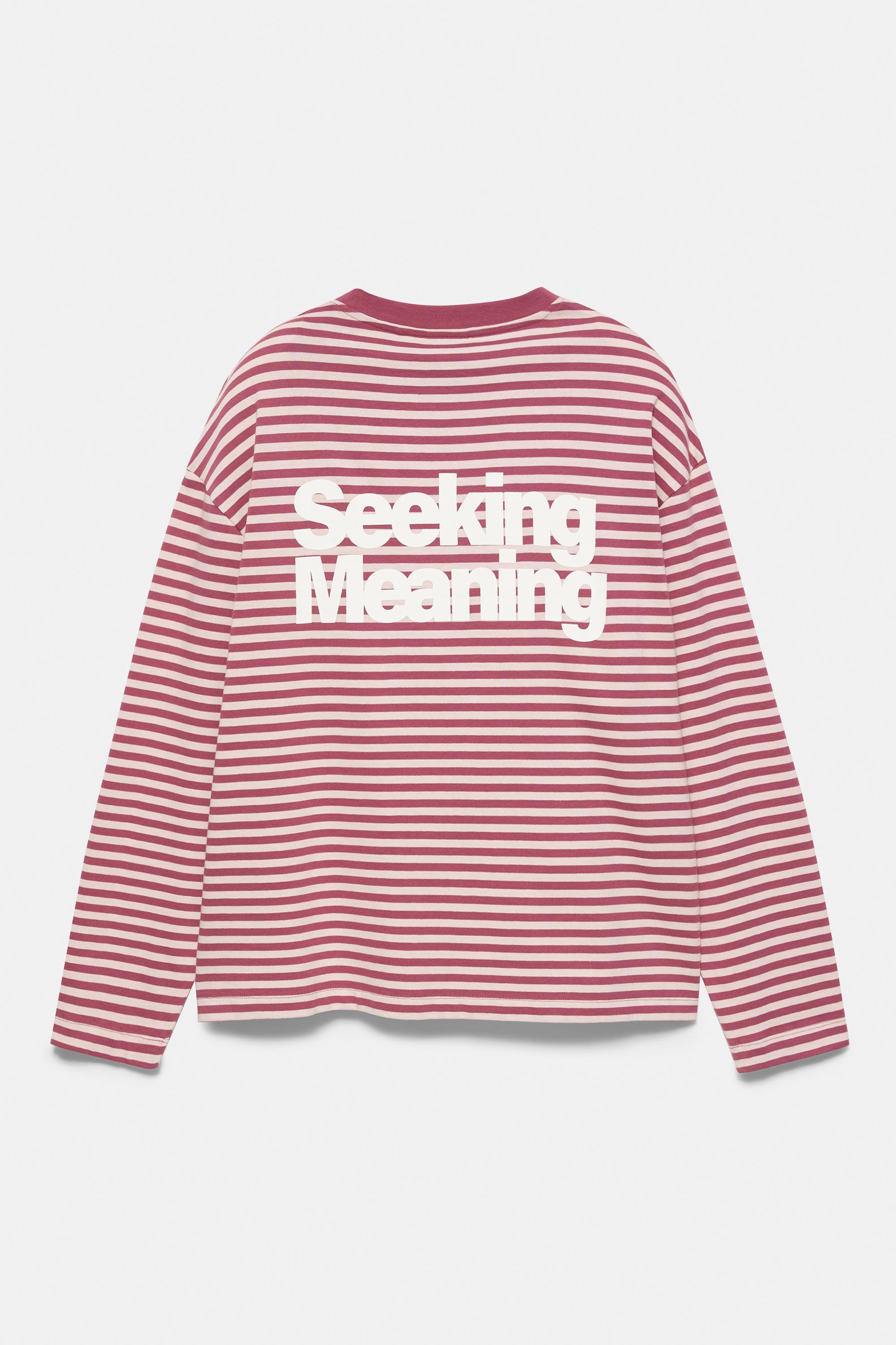 STWD striped text T-shirt — Burgundy