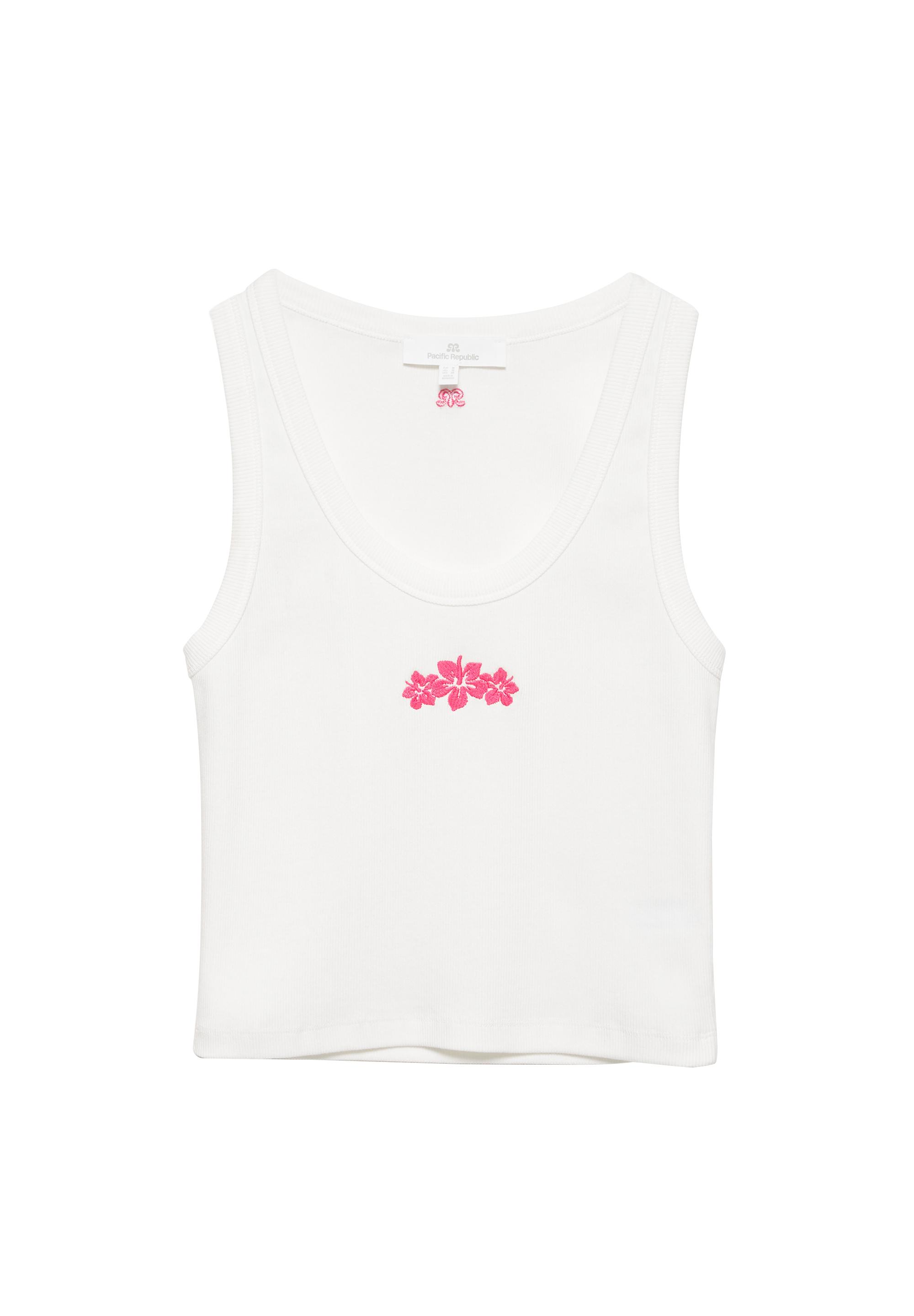 Floral embroidered tank top — Ice