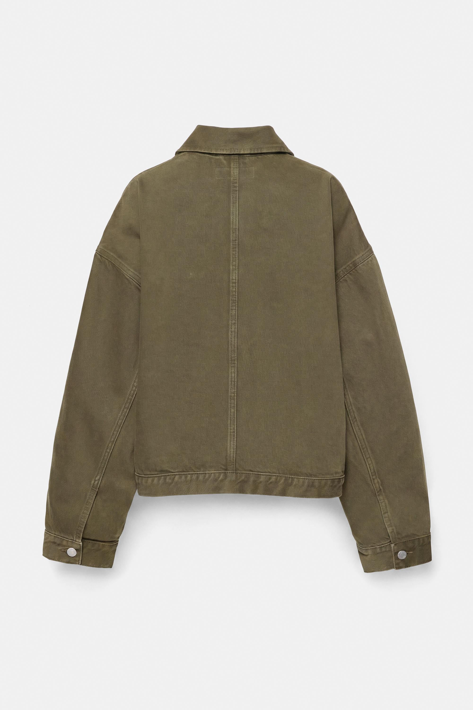 Boxy denim overshirt — Khaki