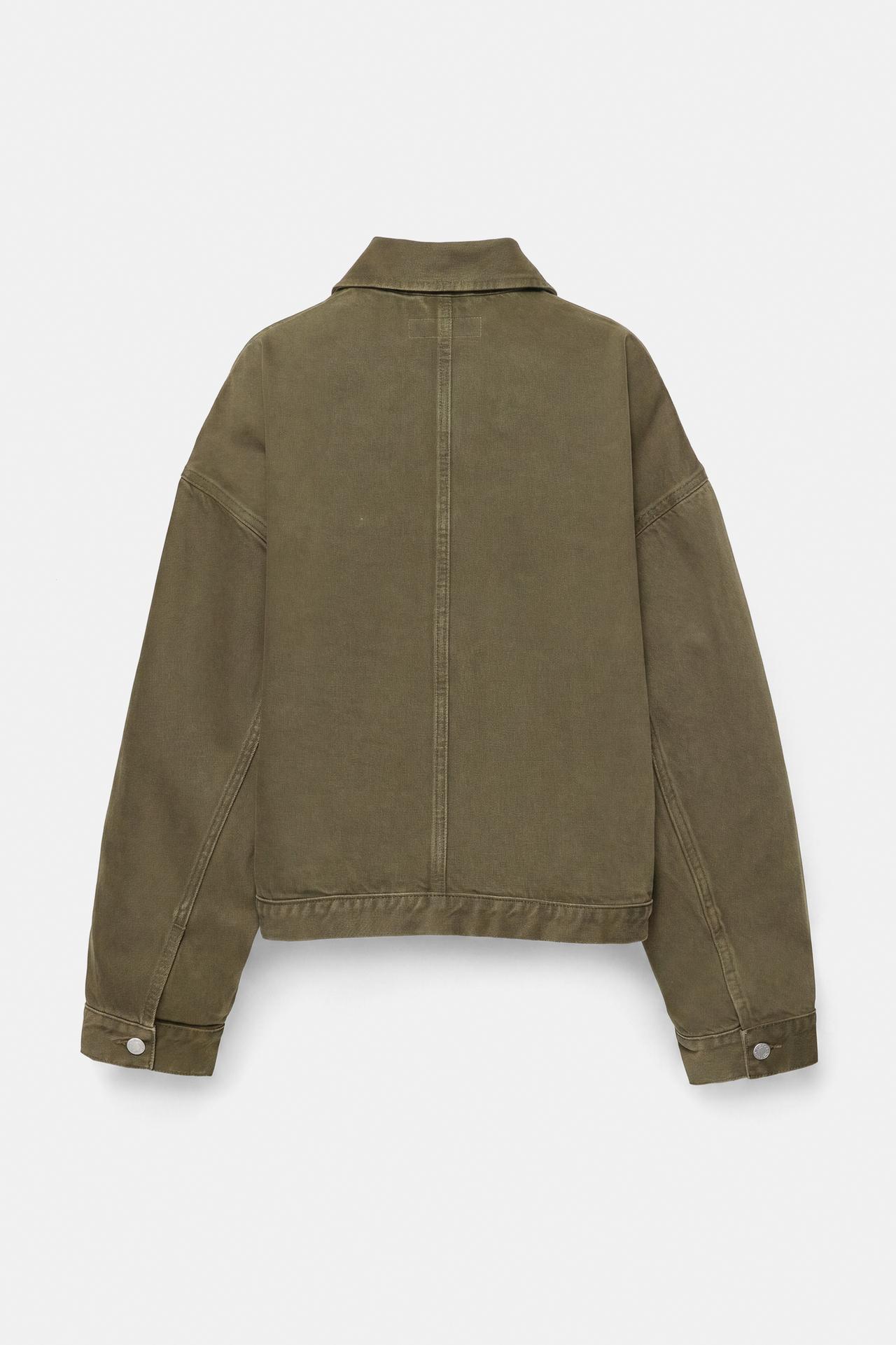 Boxy denim overshirt — Khaki