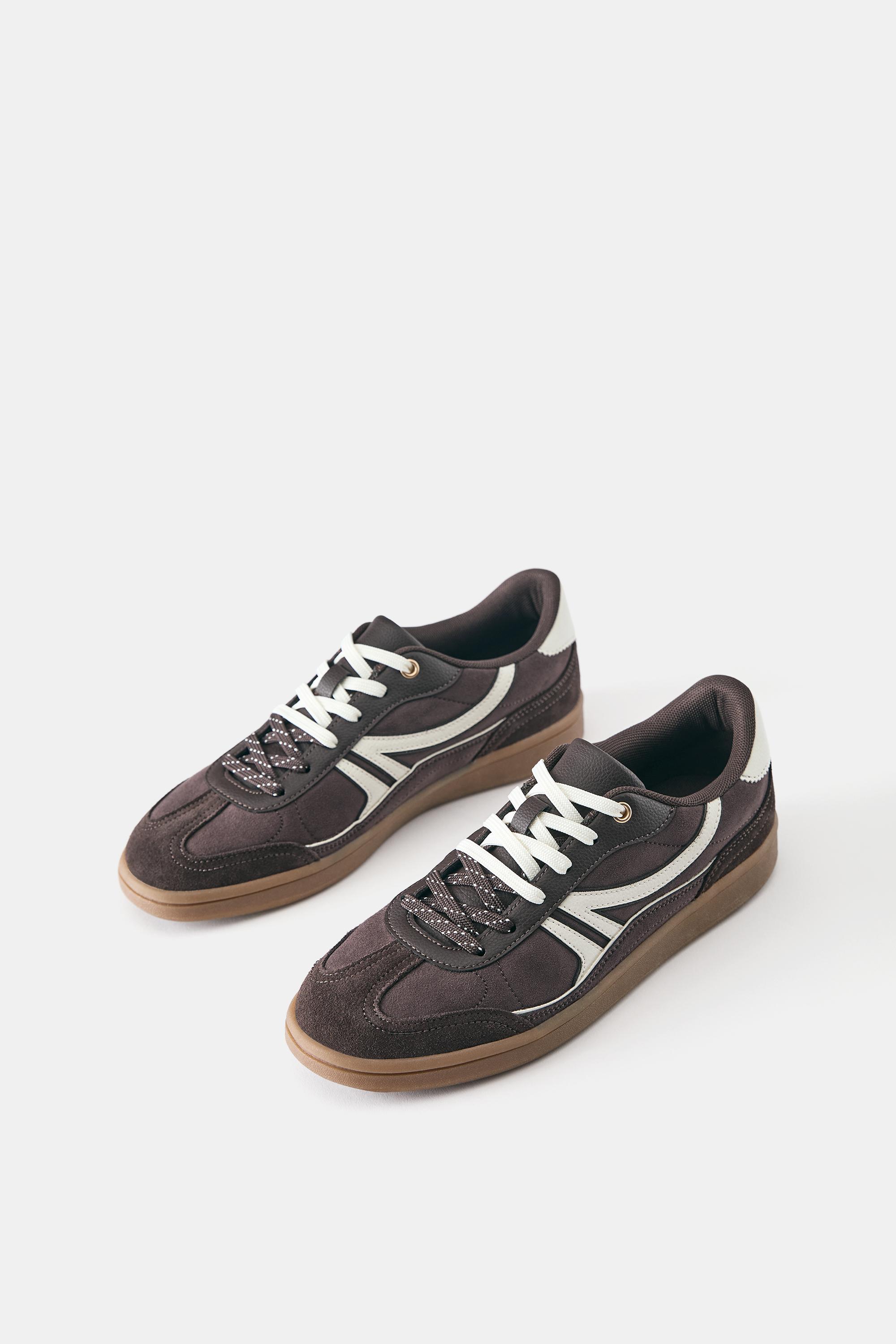 Lace-up retro trainers — Brown