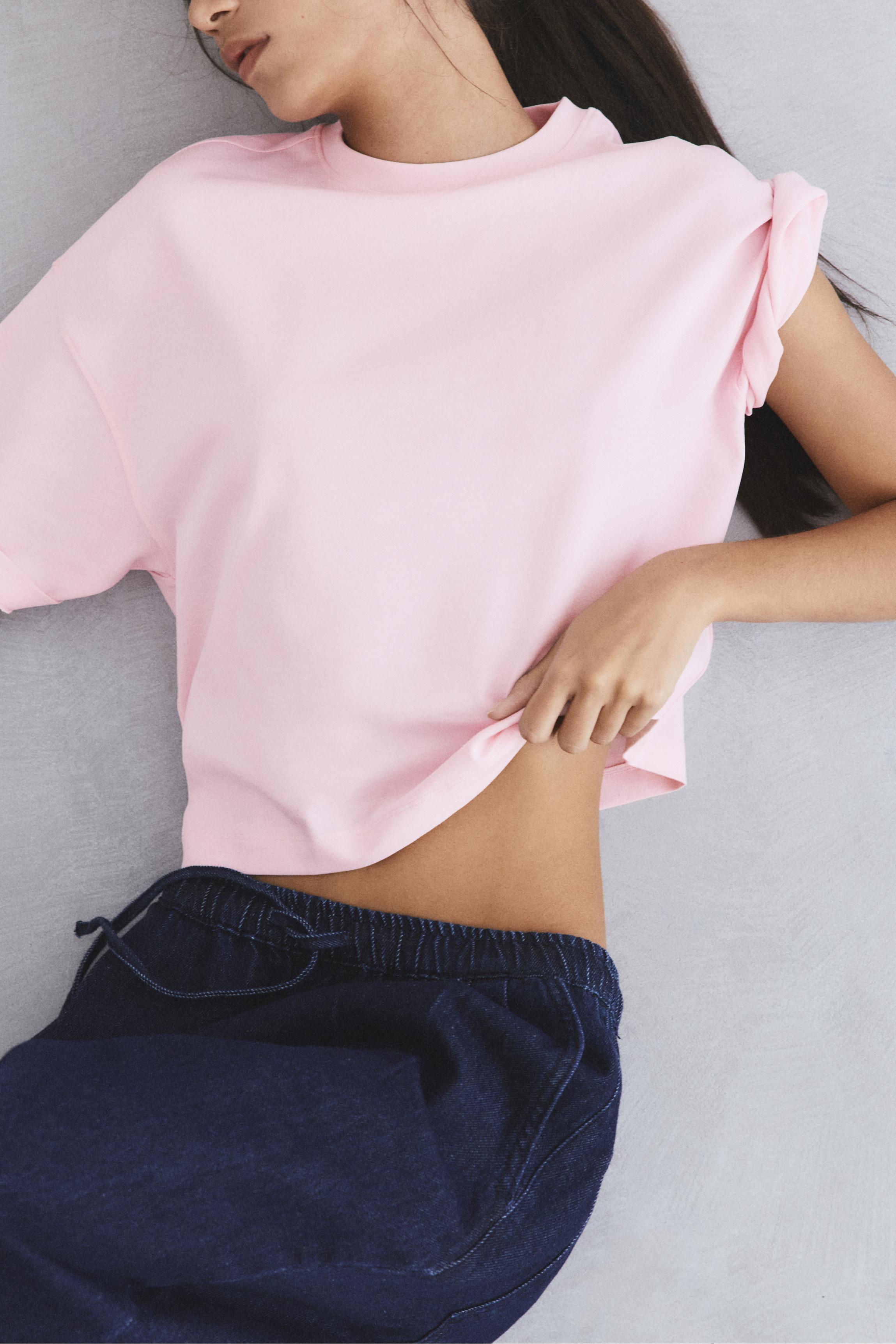 Boxy fit short sleeve T-shirt — Pale pink