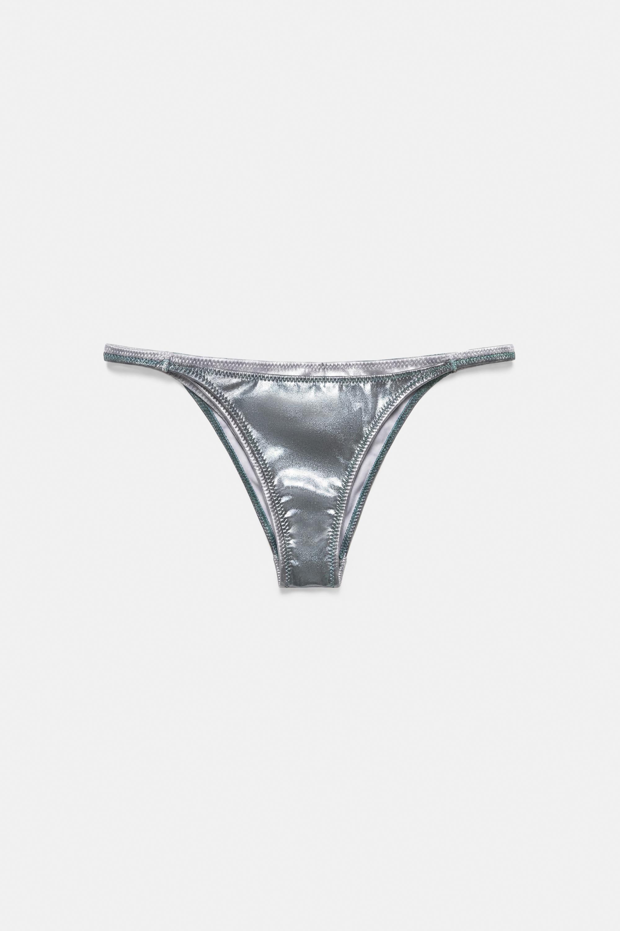 Metallic double bikini bottoms — Grey