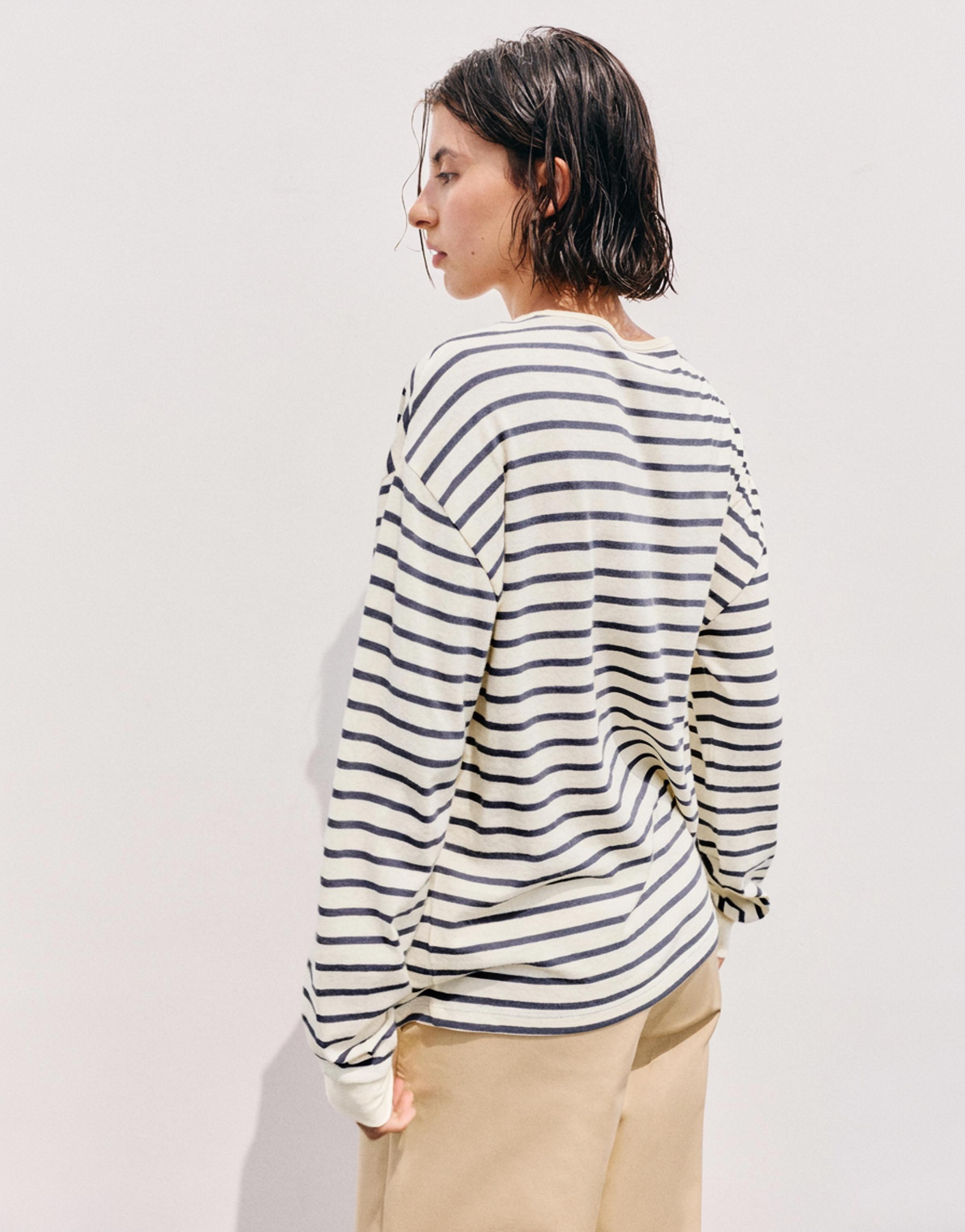 Oversize long sleeve striped T-shirt — Vanilla