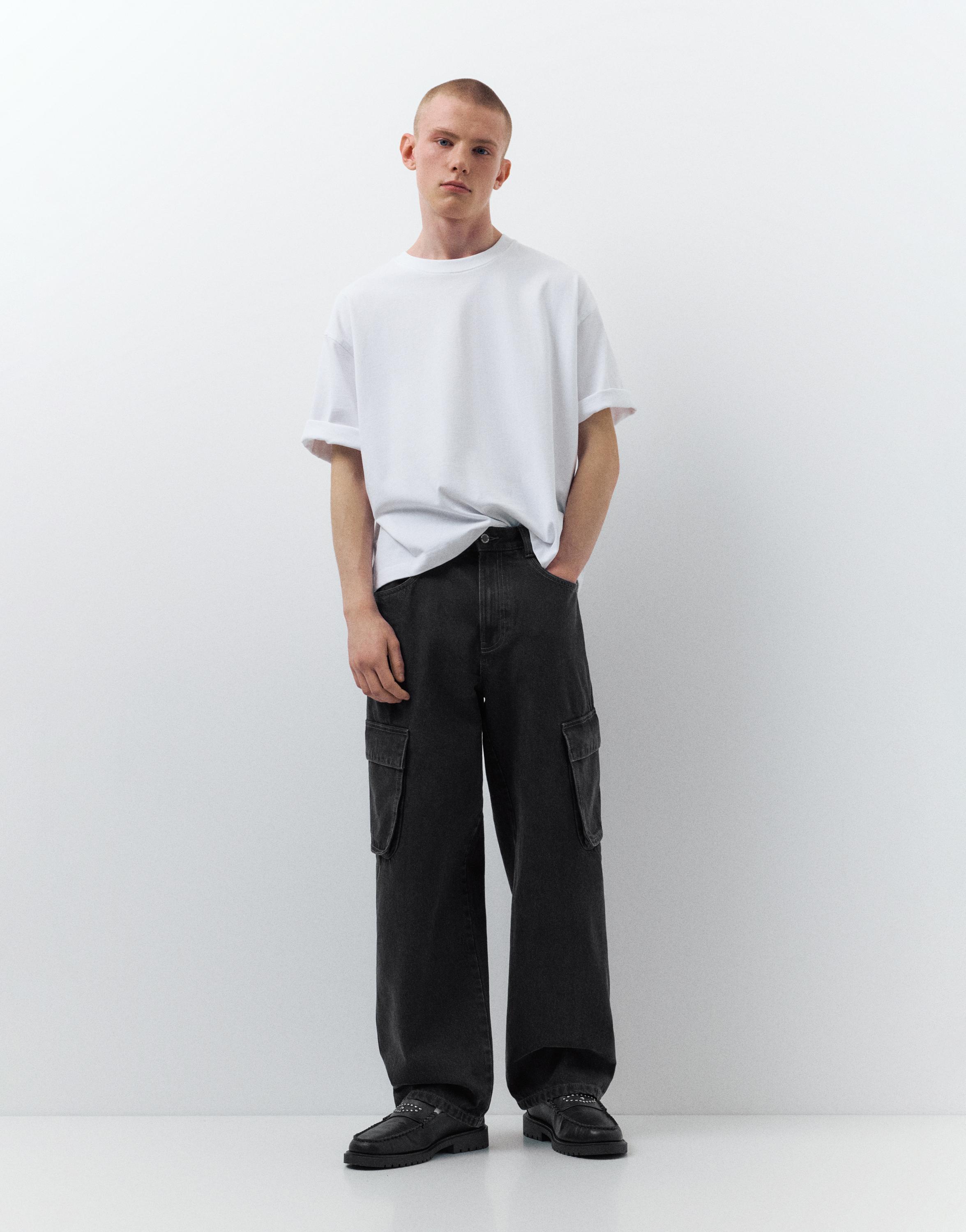 Baggy cargo jeans — Faded black