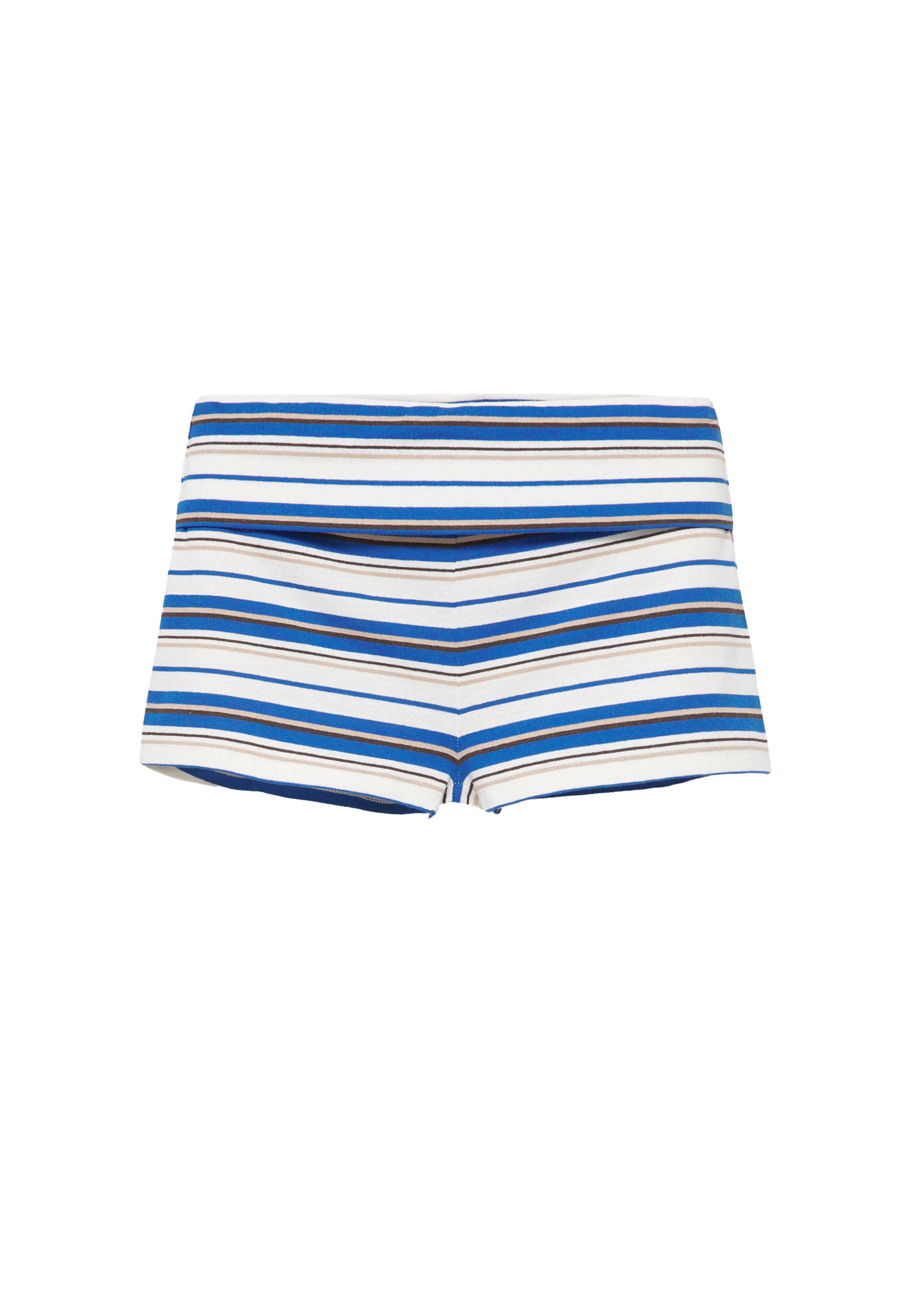 Striped shorts with turn-up waist — Striped
