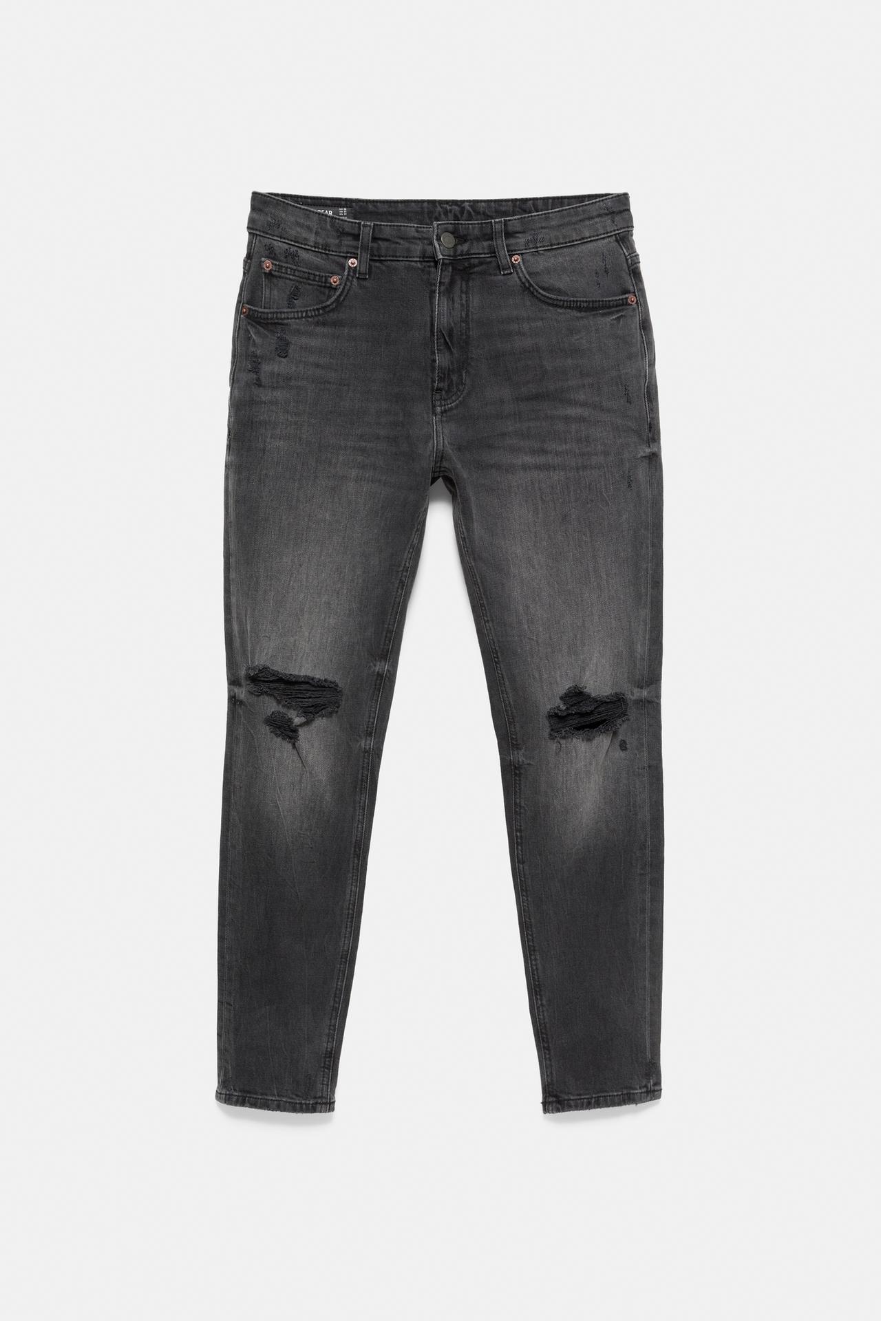 Ripped skinny jeans — Faded black