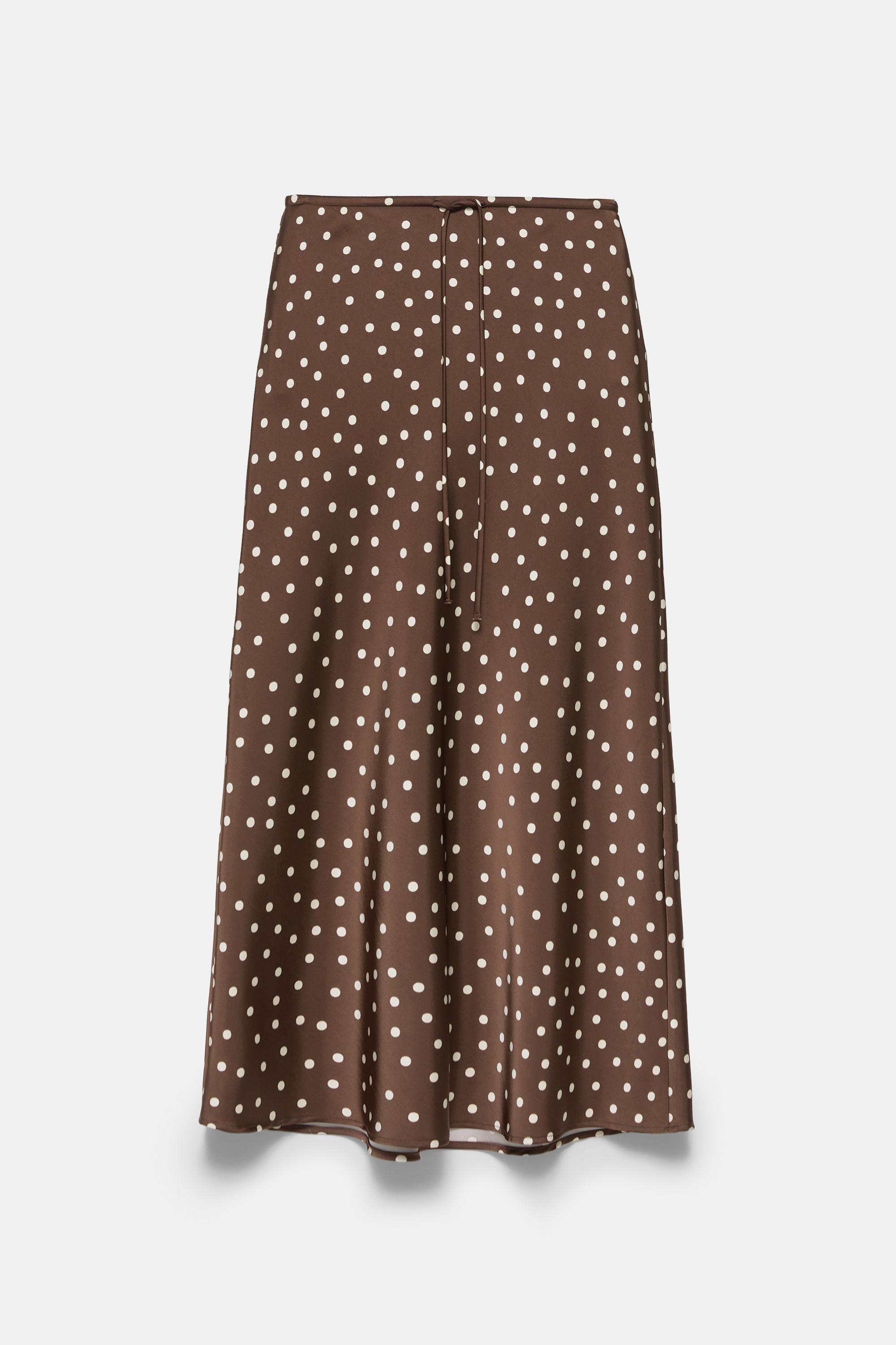 Satin drawstring midi skirt — Print 1