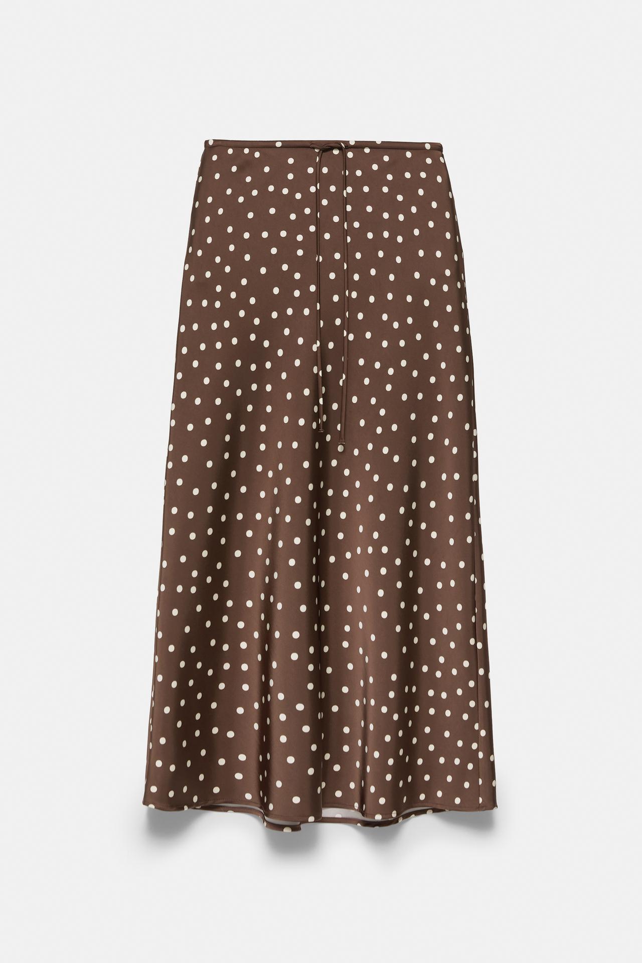 Satin drawstring midi skirt — Print 1