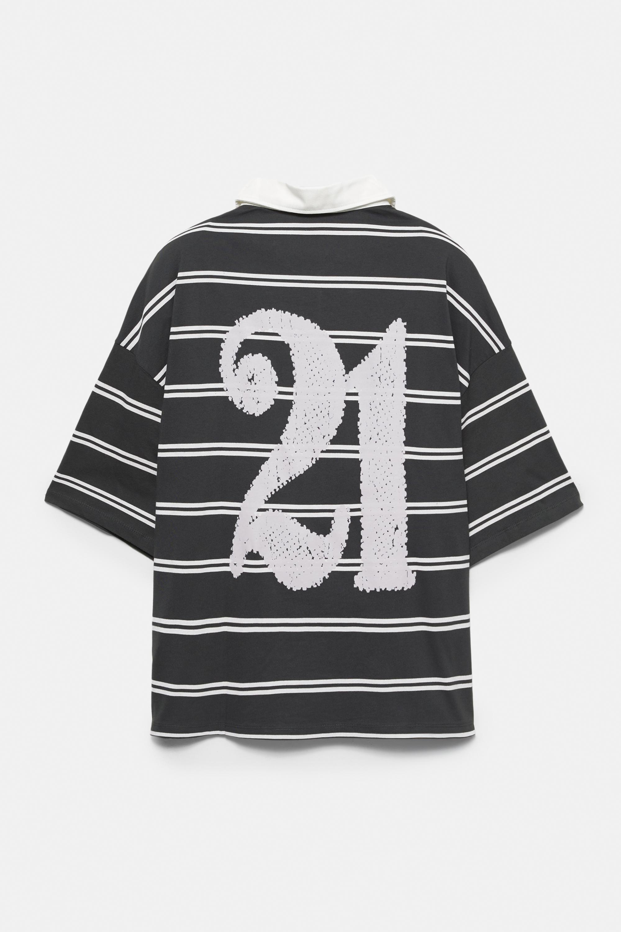 21 Savage çizgili polo t-shirt