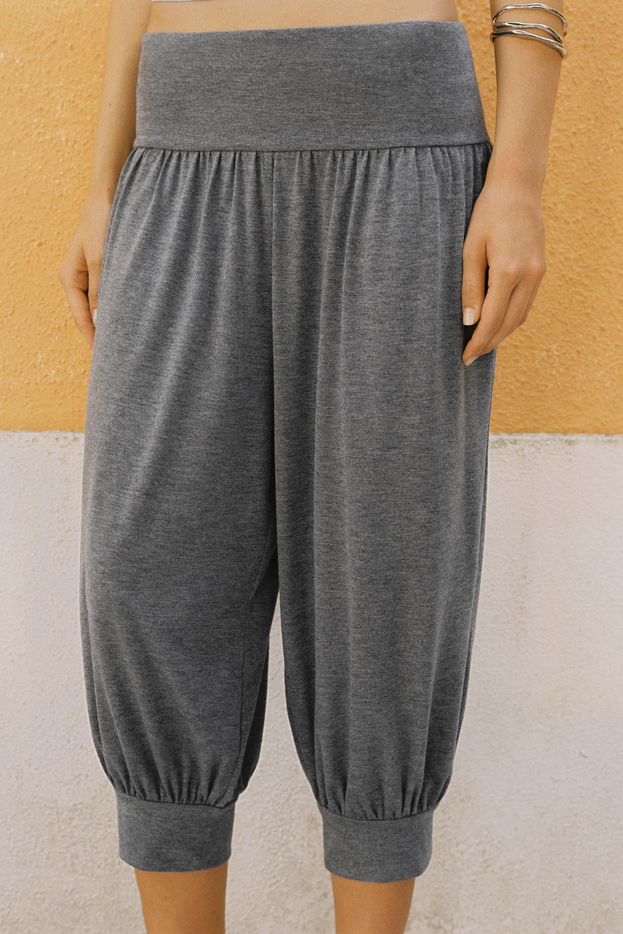 Cropped sarouel trousers — Grey marl