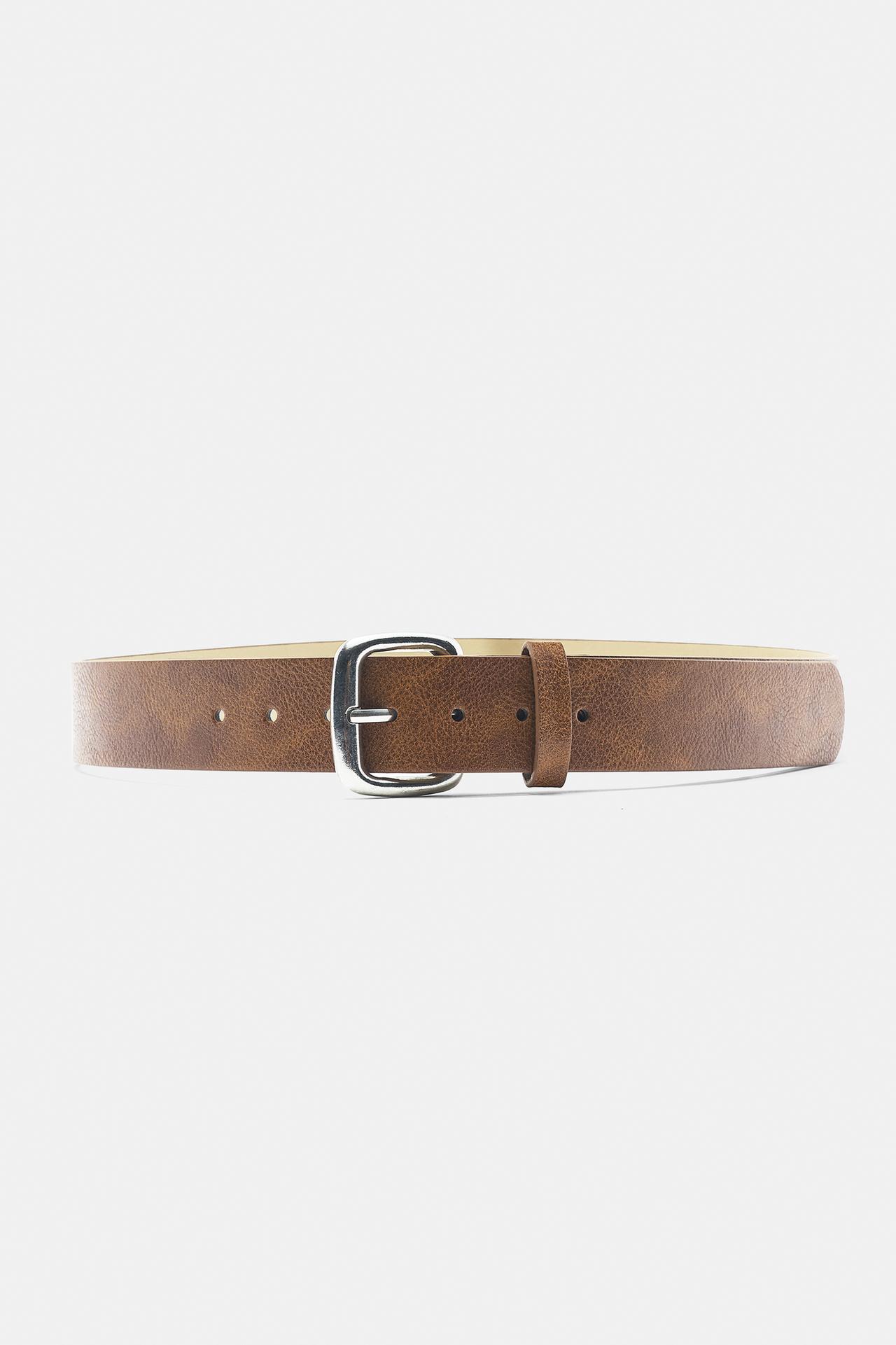 Square buckle belt — Brown