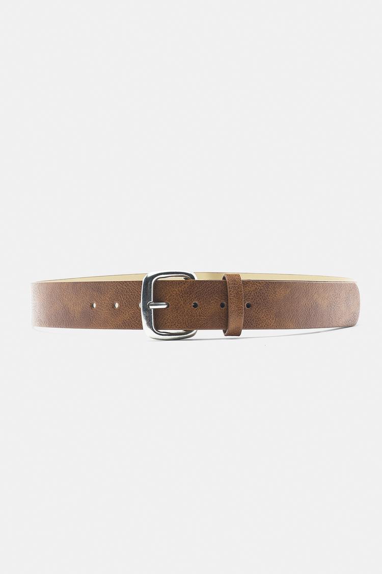 Square buckle belt — Brown