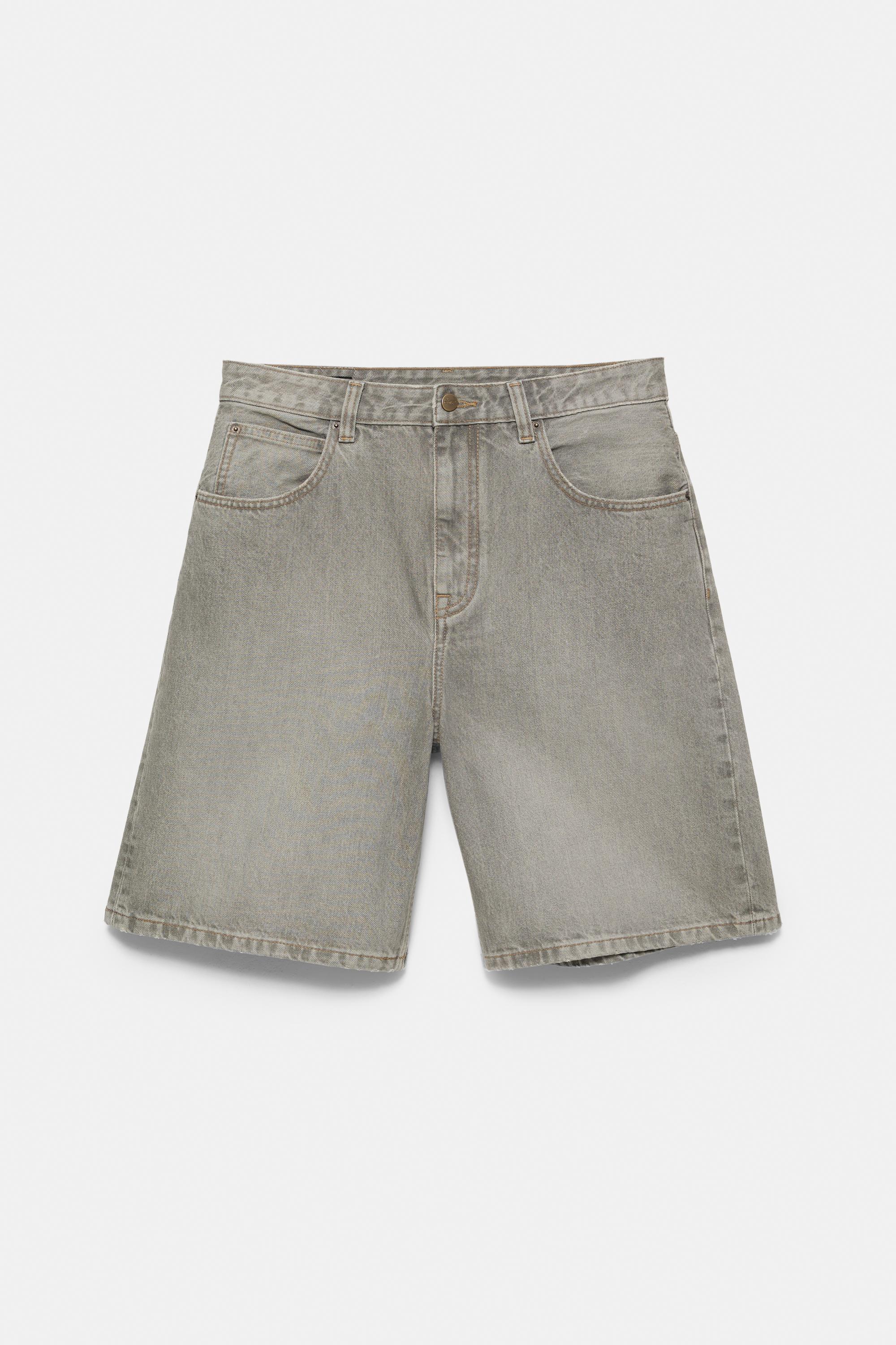 Baggy relaxed fit denim Bermuda shorts — Dark grey
