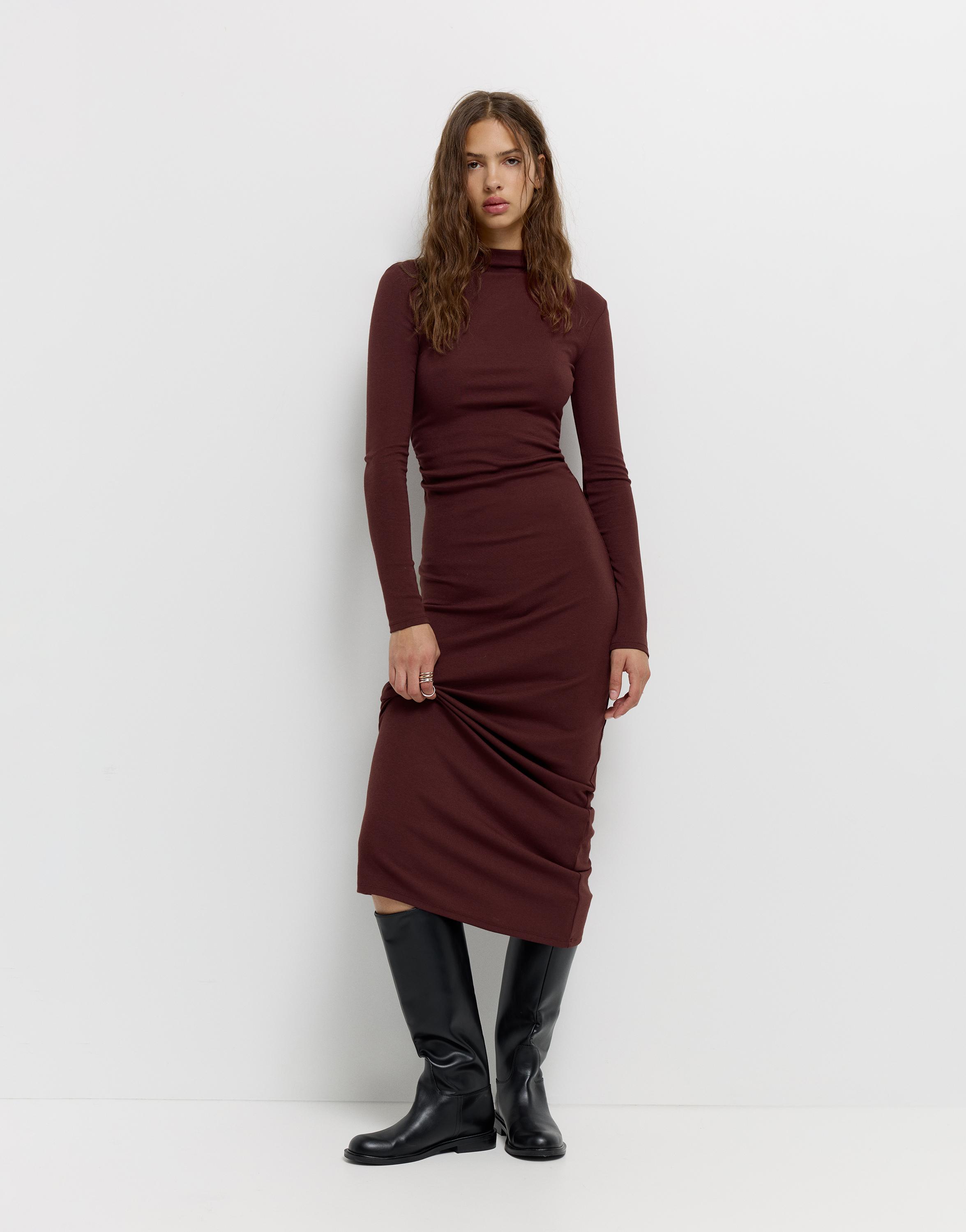 Perkins yaka midi elbise - Görsel 25