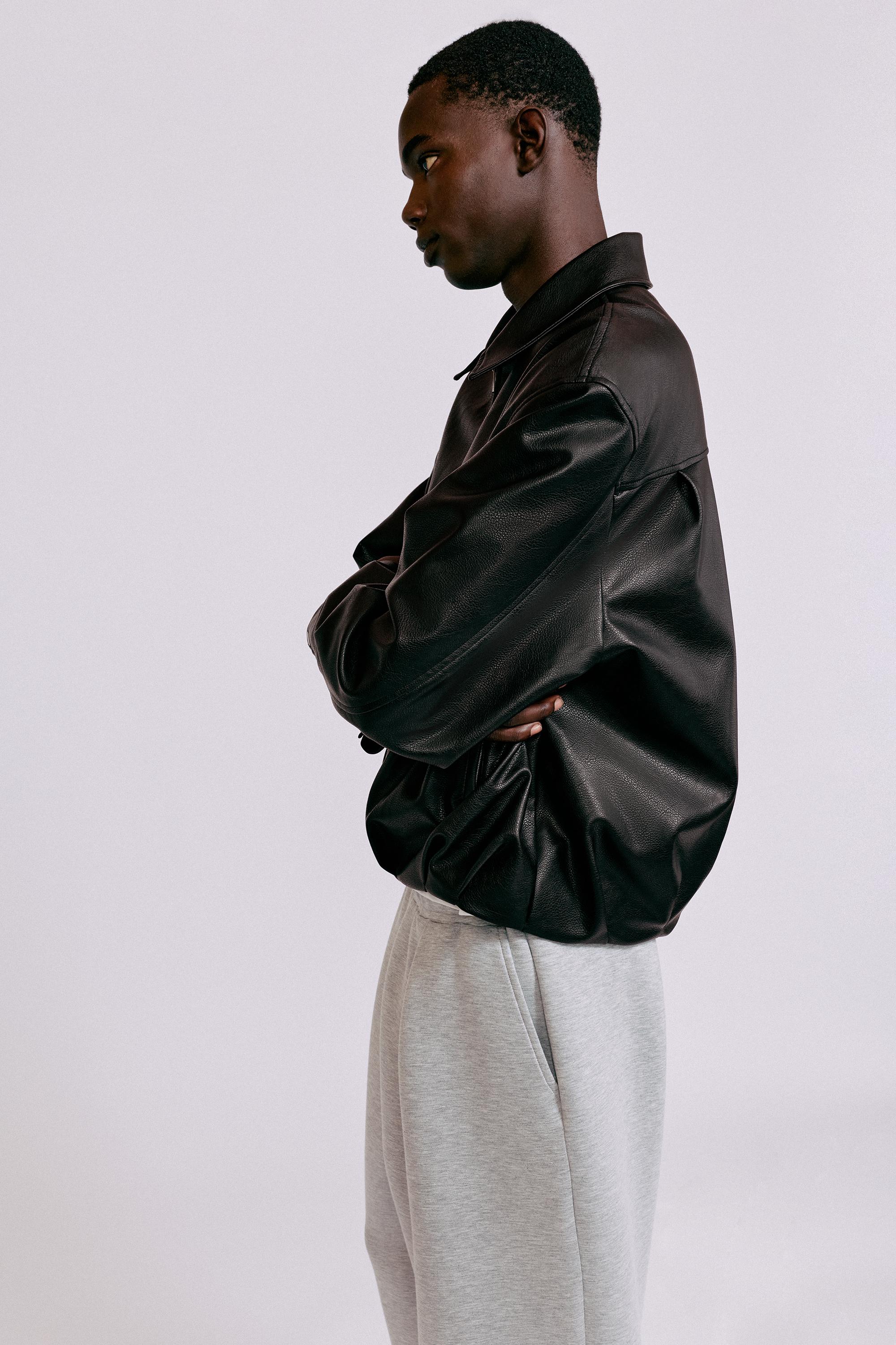 Leather-effect jacket — Black