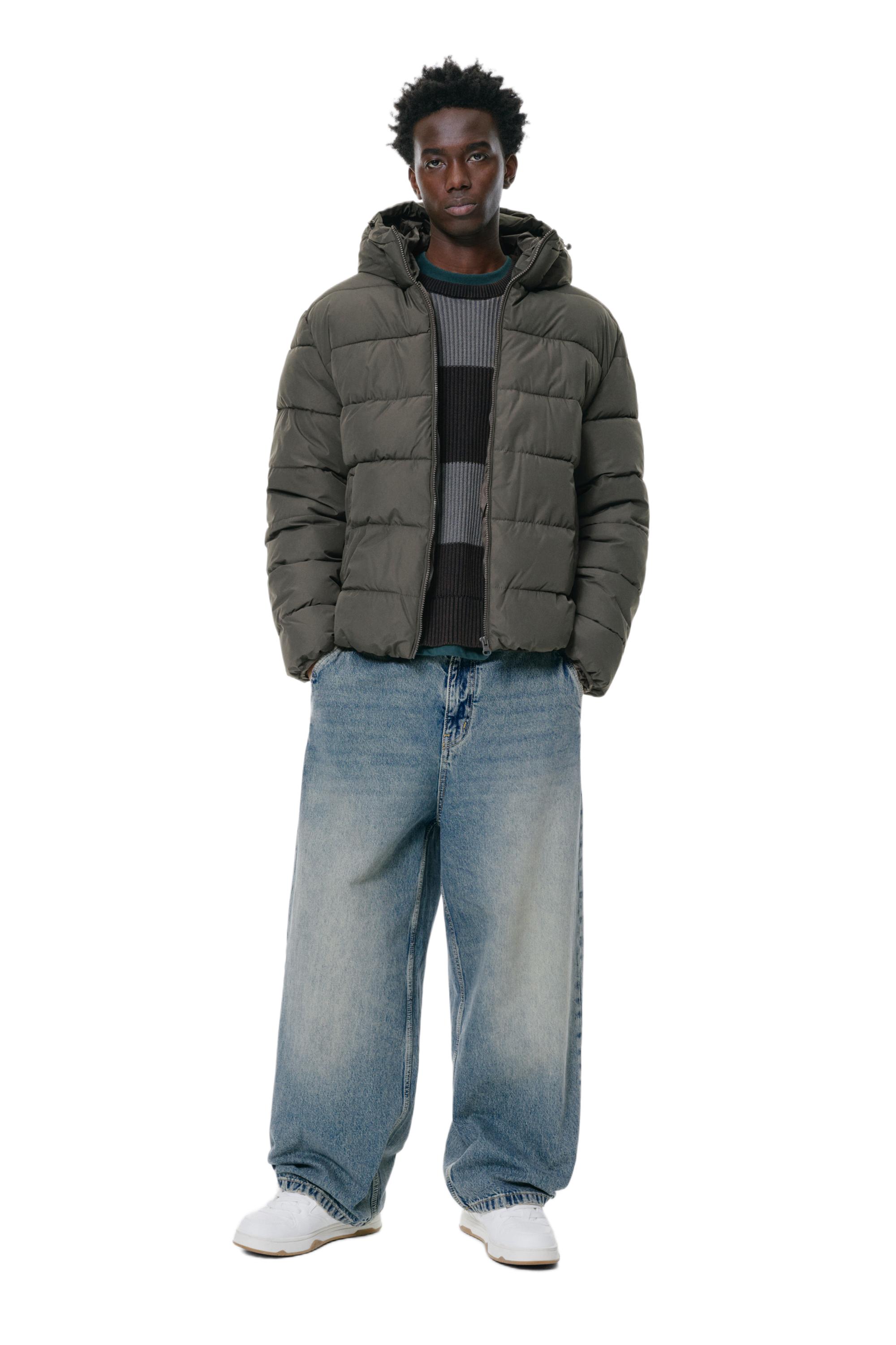 Lightweight puffer jacket with hood — Anthracite grey