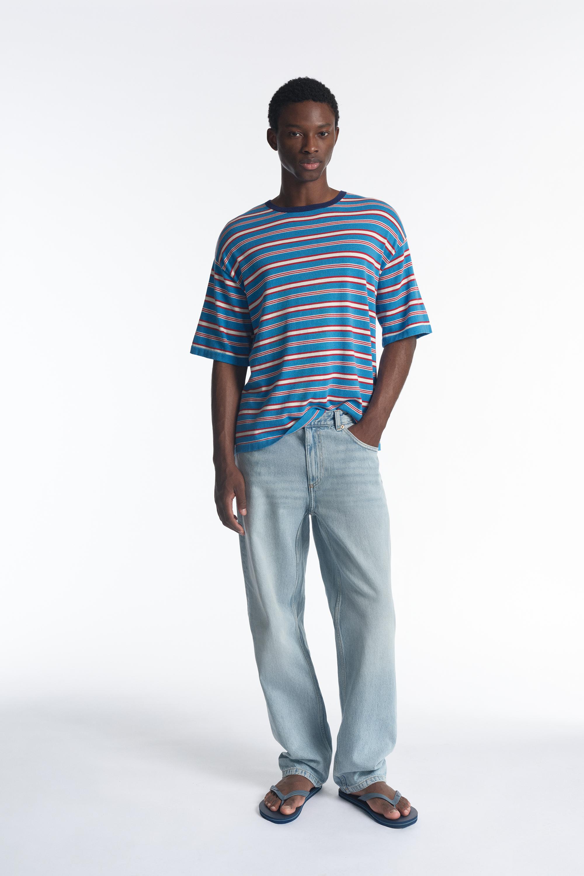 Striped knit T-shirt — Pale blue