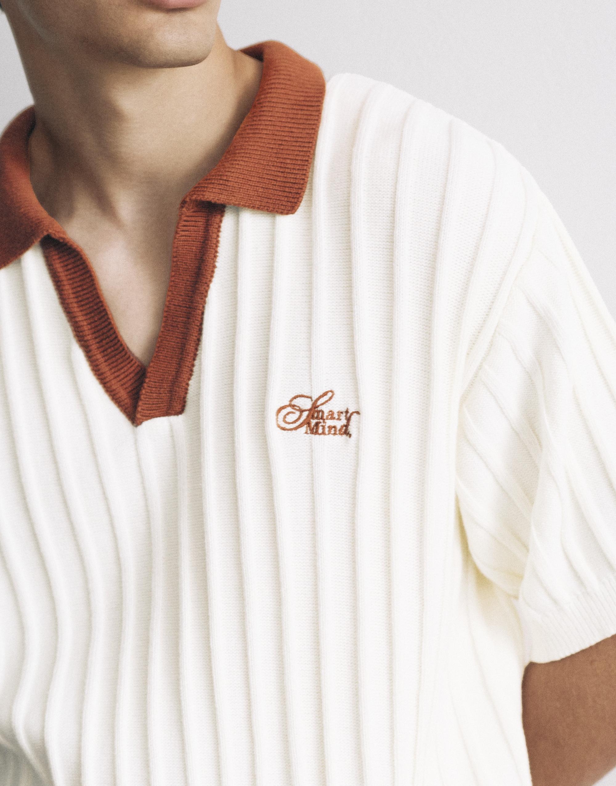 Contrast collar polo shirt — Off white