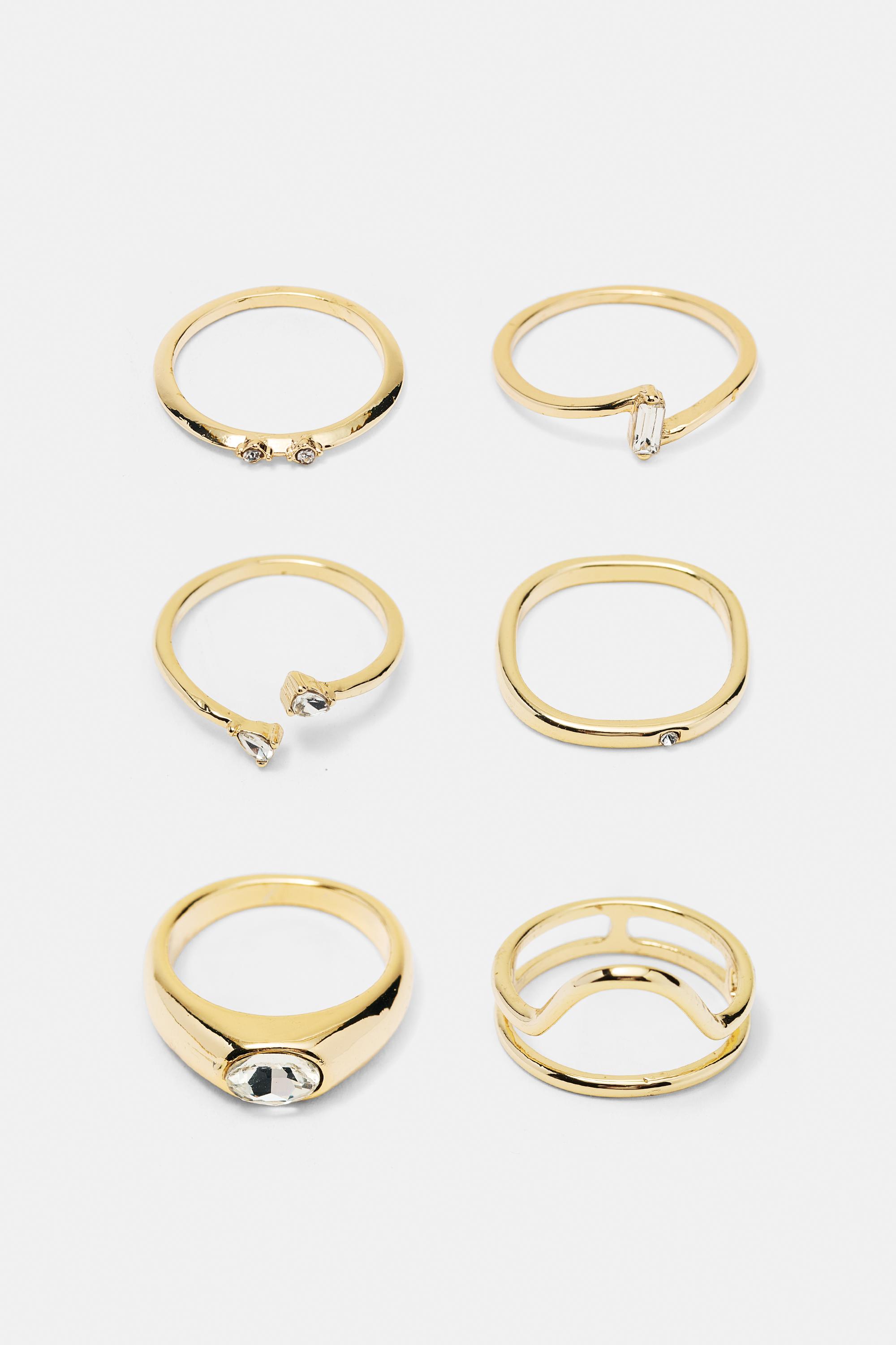 Pack of 6 slim rings — Gold